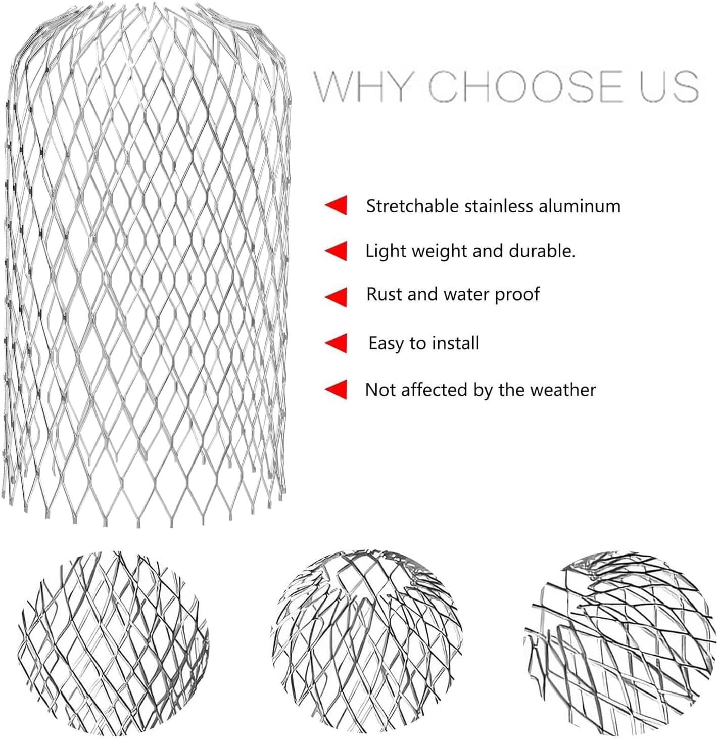 Yharnamite 4 Pcs Gutter Guard, Downspouts Gutter Guards, Aluminum Gutter Guard Filter Strainer, Expandable Leaf Filter Strainer Gutter for Preventing Leaves Debris Blockag (B) - A image number 3