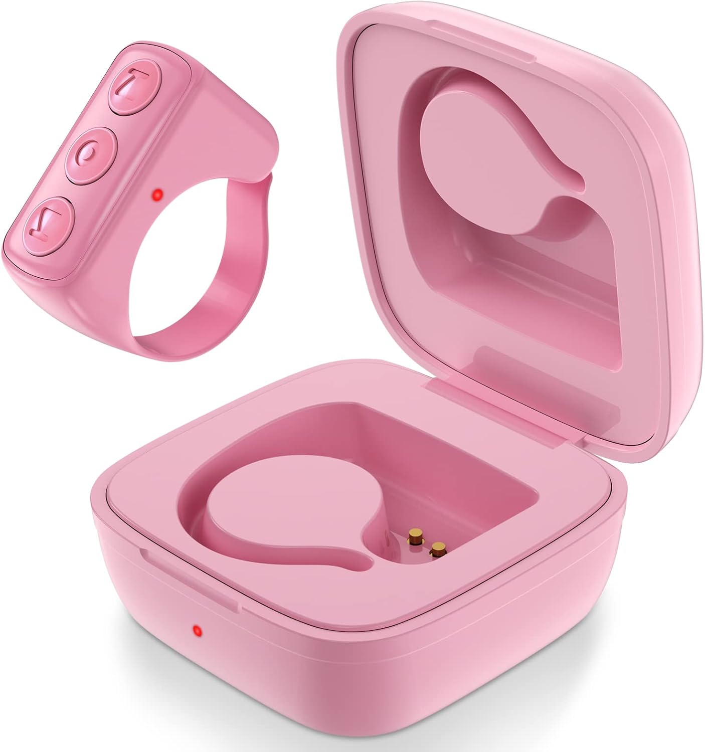 Fingertip Bluetooth Remote Control TIK TOK Wireless Page Turner TYUOBOX Camera Remote Shutter Selfie Button Controller with Charging Case for Iphone Android Ipad Cell Phone (Black)