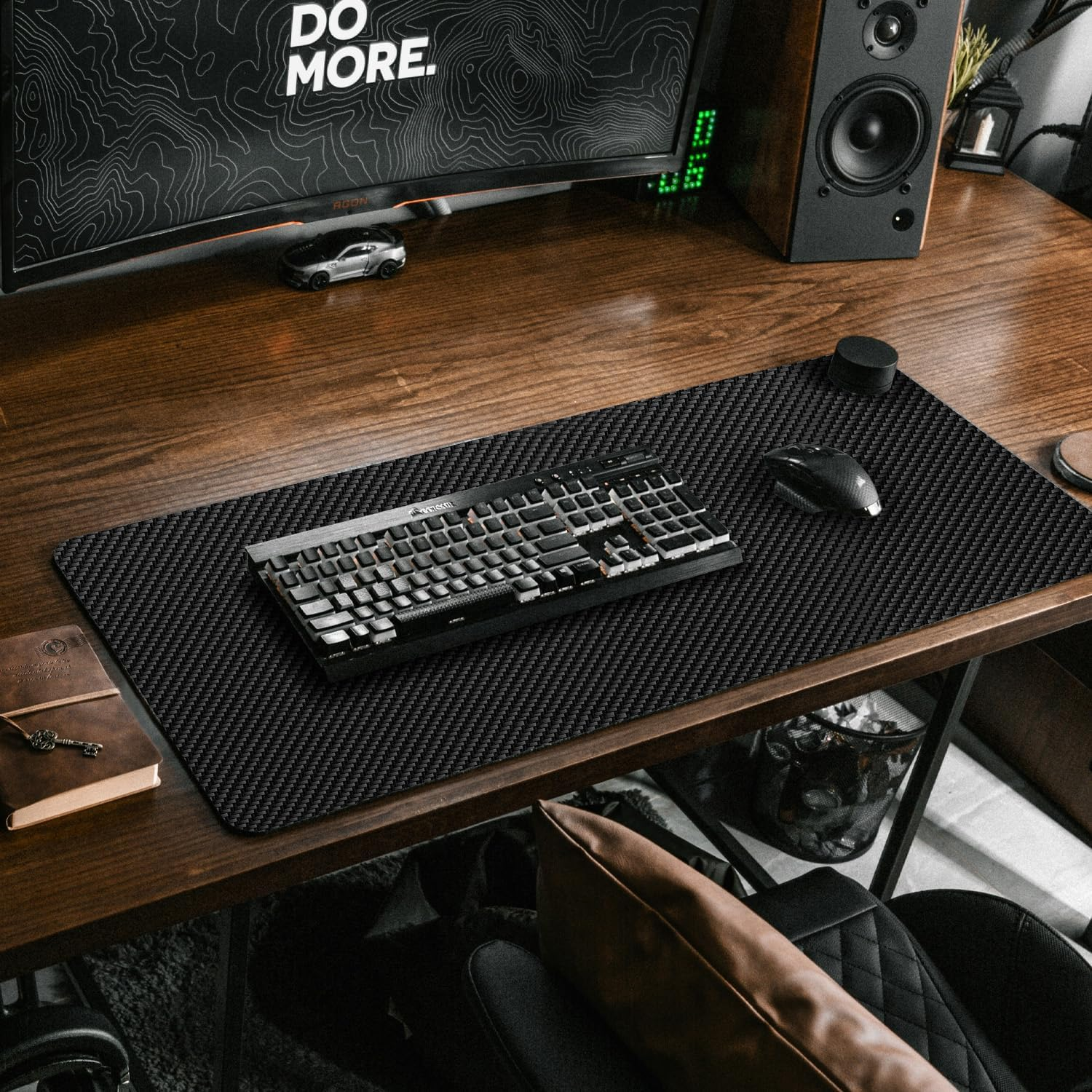 WEKUBA Desk Mat, Dual-Sided Carbon Fiber Texture & Pad Natural Cork Desk Pad, 80 X 40Cm Leather Computer Desk Mat, Non-Slip, Waterproof, Dirt-Resistant for Home Office Accessories image number 4