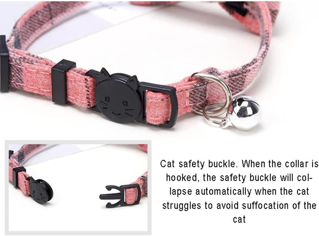 Weforu 2PCS Cat Collar, Small Dog Collar with Cute Bow Tie and Bell Adjustable Plaid Safety Kitten Collars for Cats Kitty Puppy