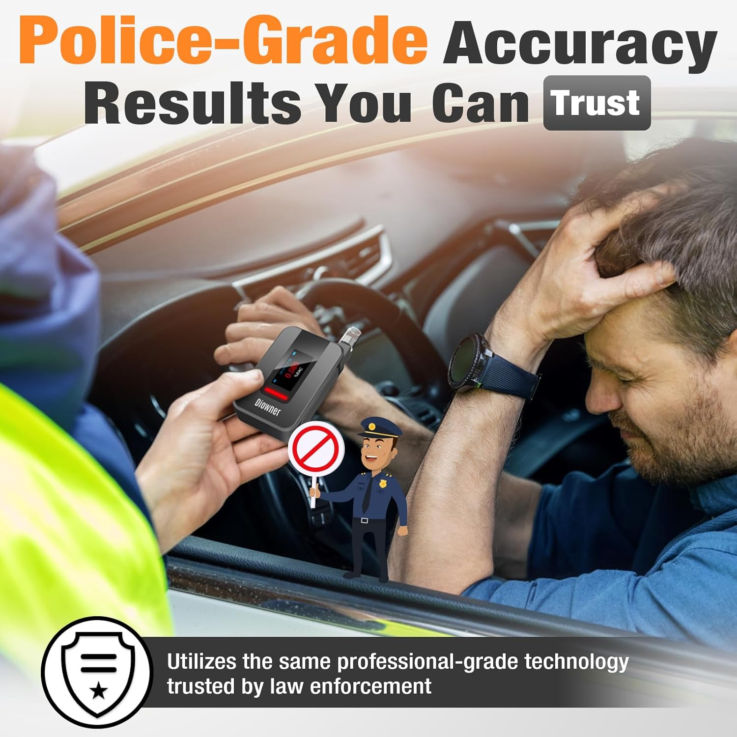 Portable Breathalyzer, Pro-Grade High Accuracy Breathalyzers for Alcohol with IPS Digital Display & Personal Breathalyzer 10 Mouthpieces, Ideal USB Rechargeable Alcohol Tester for Car/Home Use (Black) image number 4