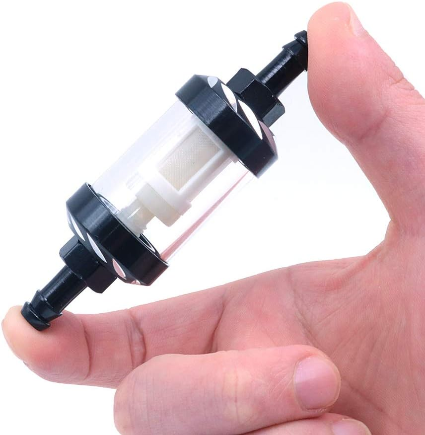 Namvo 6Mm Retro Motorcycle Modification Parts Metal Oil Fuel Filter Detachable Transparent Glass Fuel Filter Motorcycle Accessories Black