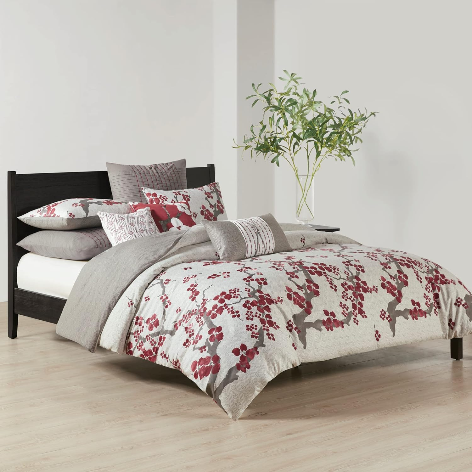 N Natori Cherry Blossom Mini Duvet Set, King, Multicolored