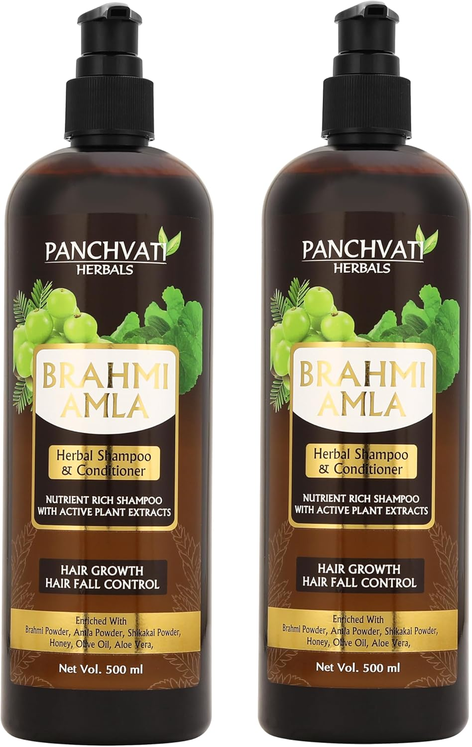Panchvati Herbals Brahmi Amla Shampoo Promotes Faster Hair Growth Reduces Hair Fall Avoids Premature Greying Pack of 2 (Each 450 Ml) image number 3