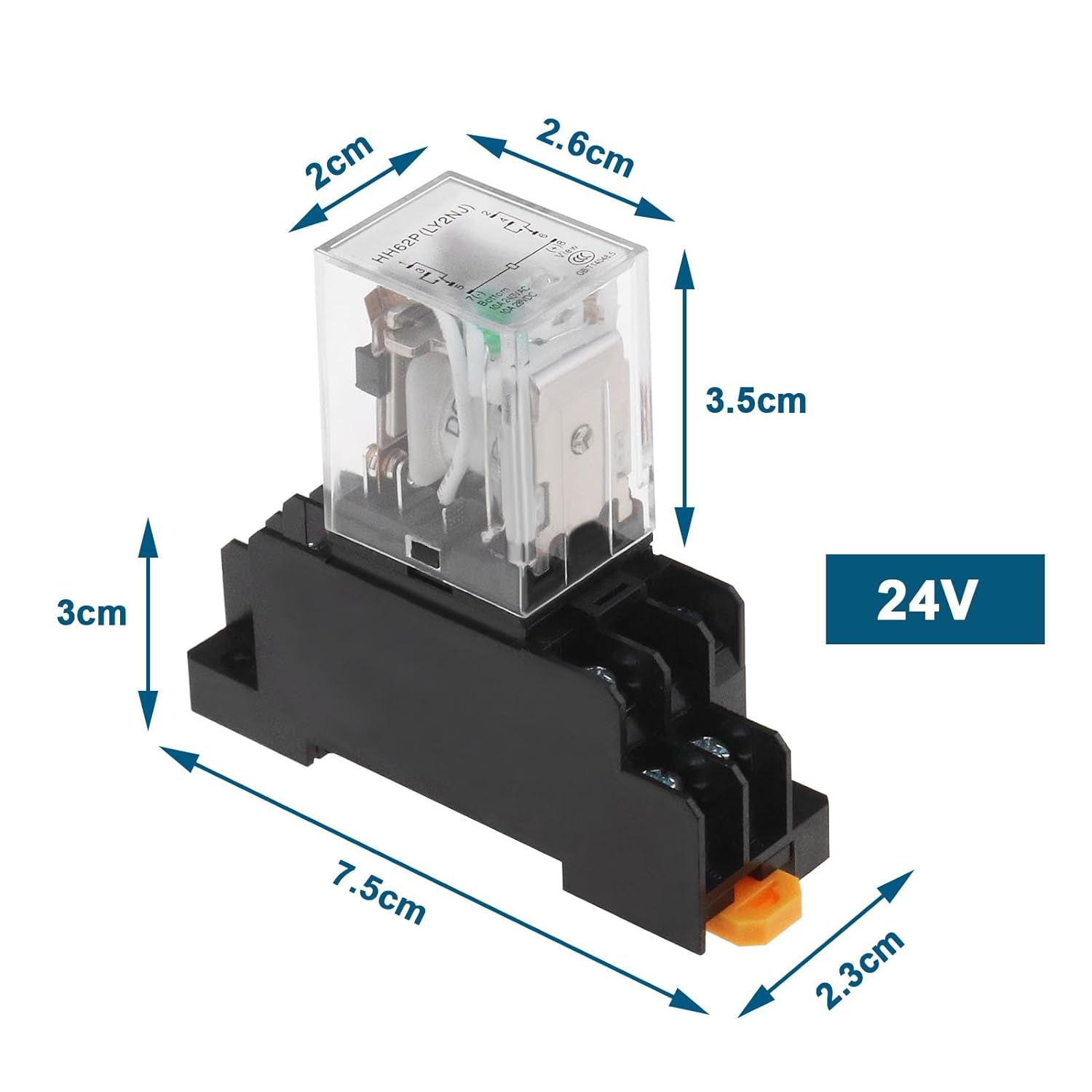 2Pcs DC 24V LED Indicator Light Electromagnetic Power Relay Coil 8 Pin with Plug Terminal Socket for Industrial Relays Compressor Motors Fan Motors image number 1