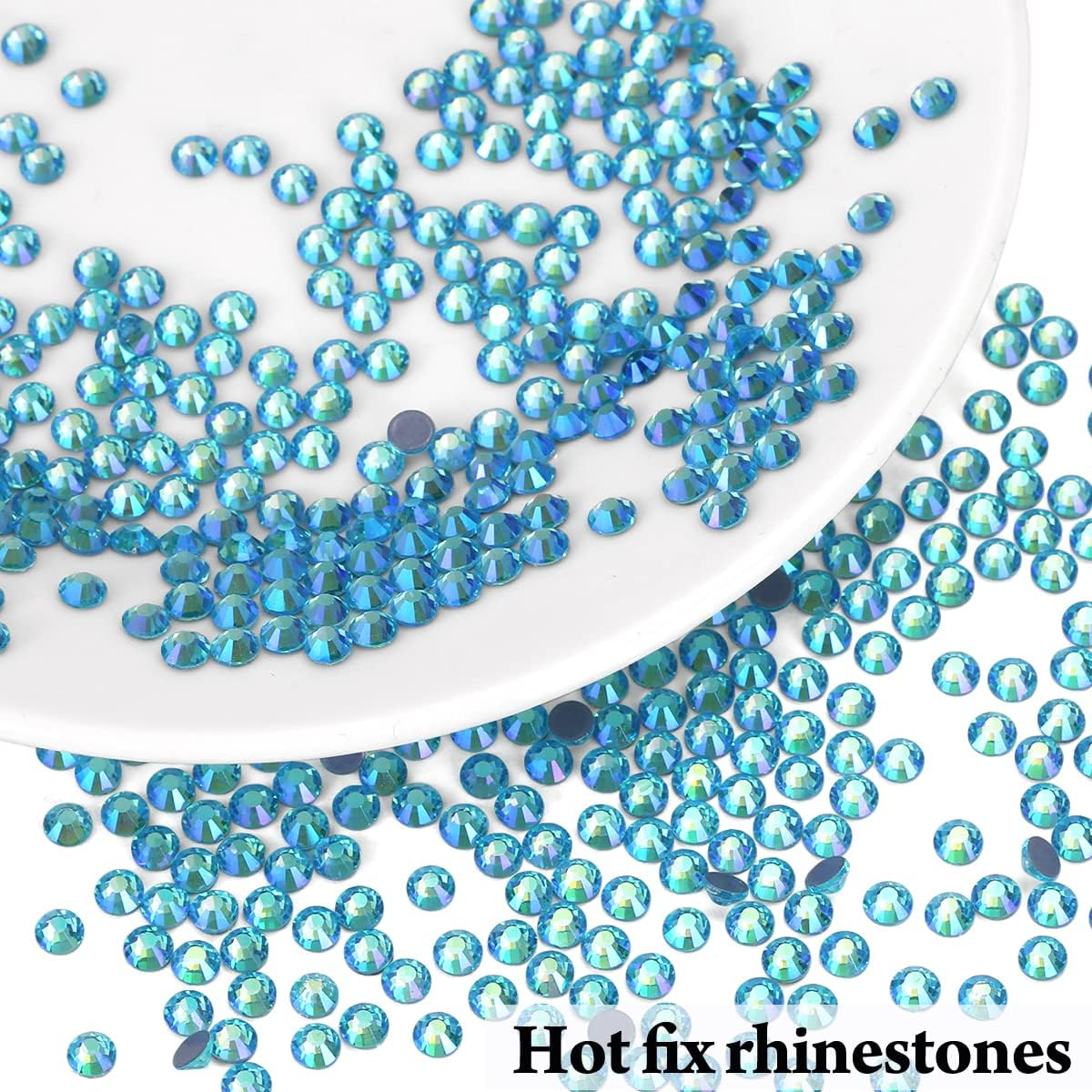 Novani Hotfix Rhinestones, Aquamarine AB Flatback Glass round Crystals Gems for Crafts Clothes Shoes Bag DIY Decoration (Ss30/6.4Mm/288Pcs) image number 3