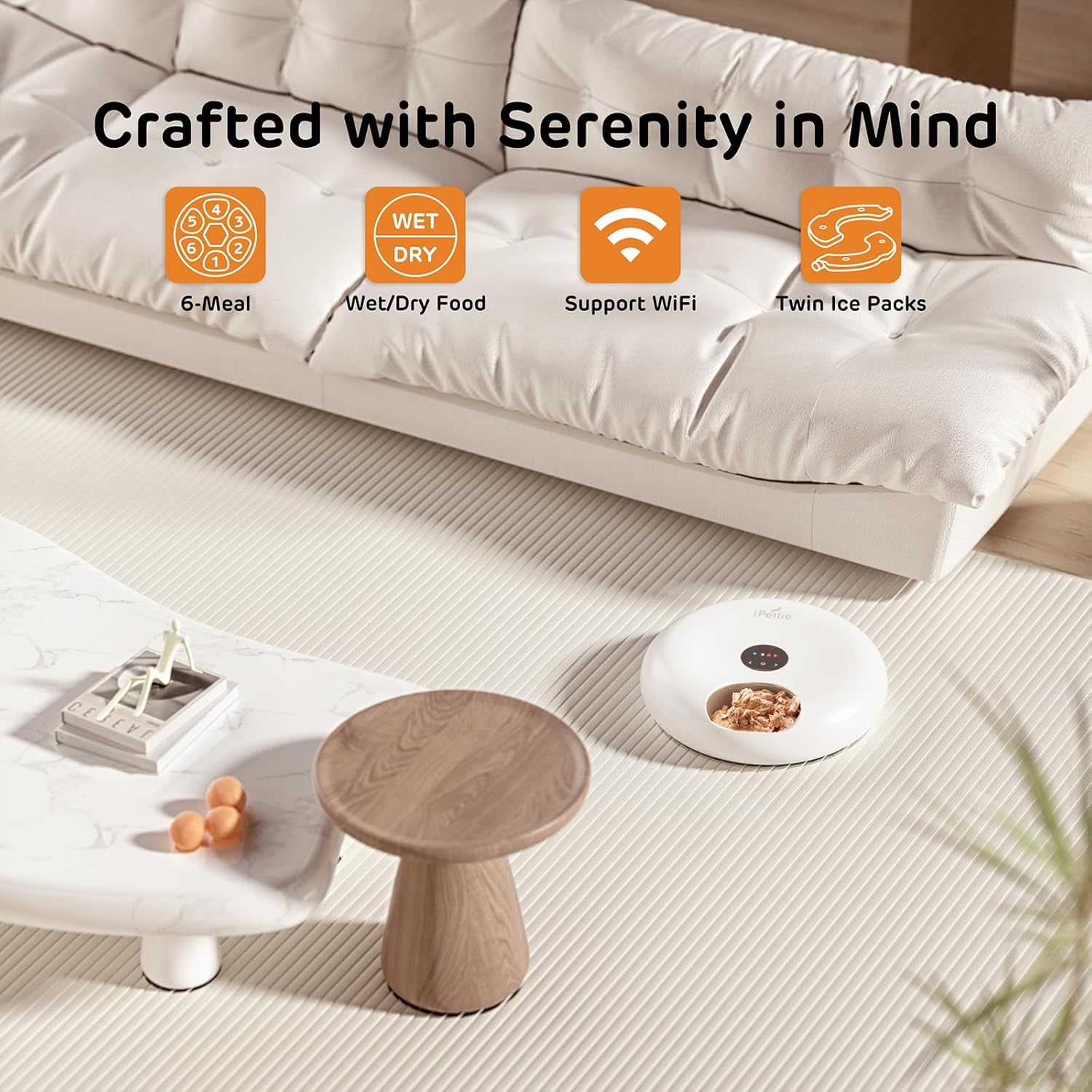 Ipettie Donut Frost Wifi 6 Meal Automatic Cat Food Dispenser with App Control, Dry & Wet Food Automatic Cat Feeder, Smart Dog Feeder with Two Ice Packs, Programmable Timer, Holds 6 X &frac12; Lb. of Food image number 6