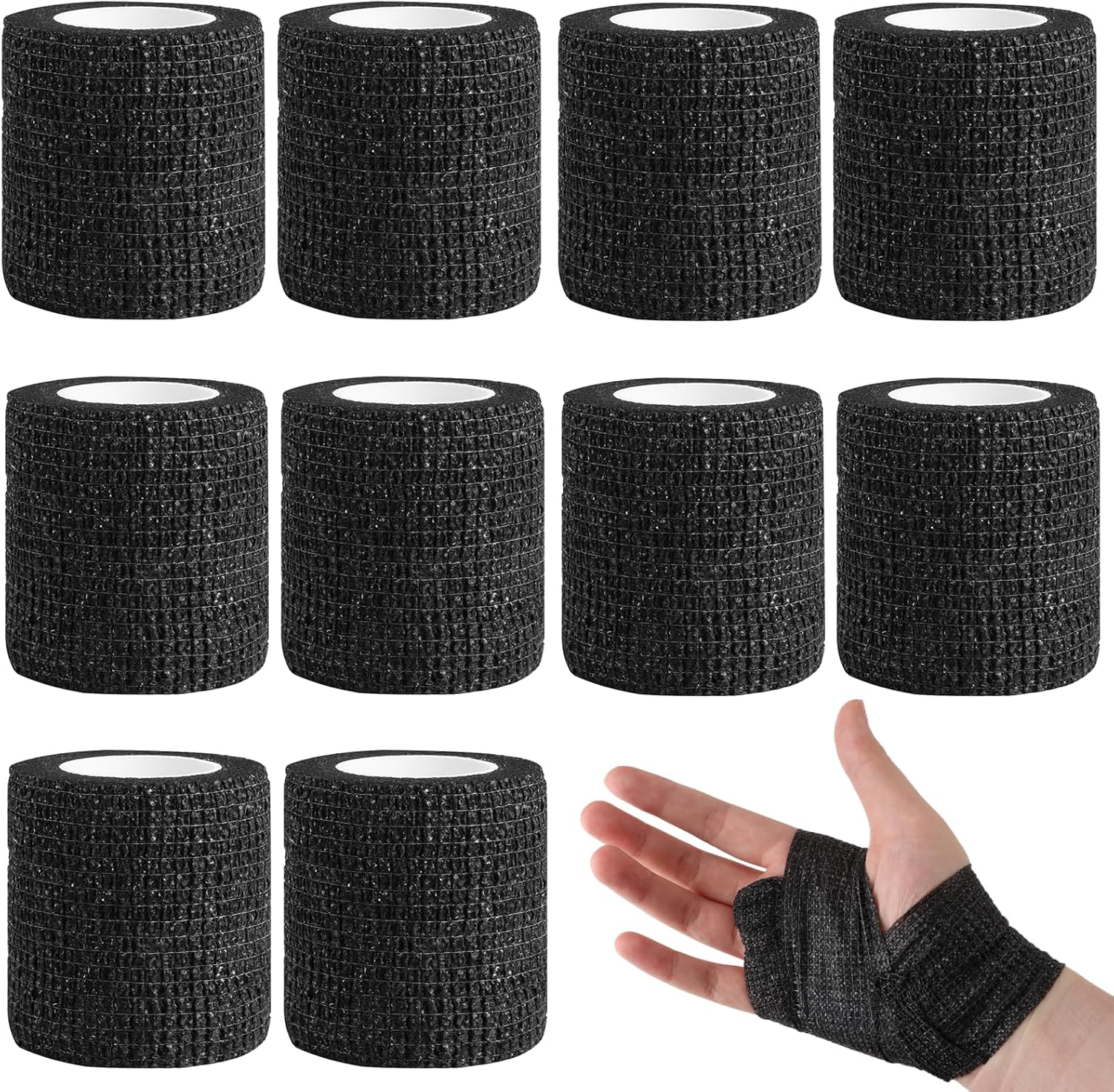 10 Rolls Weightlifting Thumb Hook Grip Cotton - 5Cm X 4.5M Stretchy Gym Tape for Crossfit, Powerlifting & Weight Training - Tearable No Residue Thumb Tape - Protects Thumbs & Wrists during Workouts image number 2