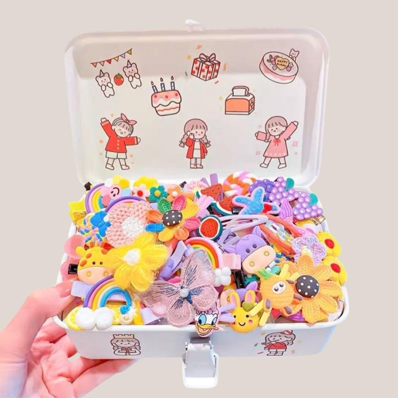 28PCS Baby Girls Hair Clips, Colourful & Cute Hair Accessories | Multicolour, Rainbow, Flowers, Animals, Candy, Fruit