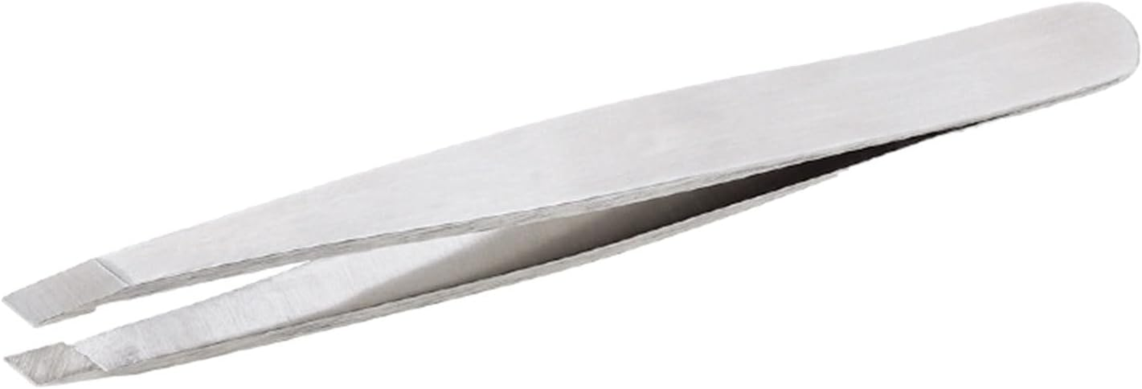 RIBHNXHI Stainless Steel Slant Tweezer Silver Eyebrow Tweezers for Eyelash Extensions and Makeup Professional Tools image number 2