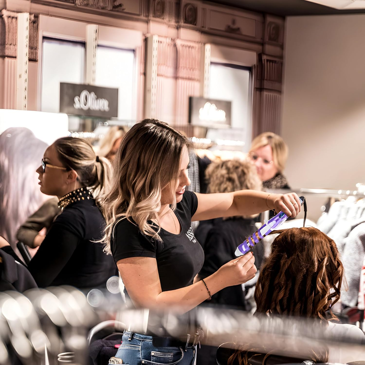 Retoo Curling Iron Ceramic Curlers Large Curls Spiral Ceramic Coating 210&deg;C Curling Iron Professional Hairdressing Salon Hair Curls Violet image number 3