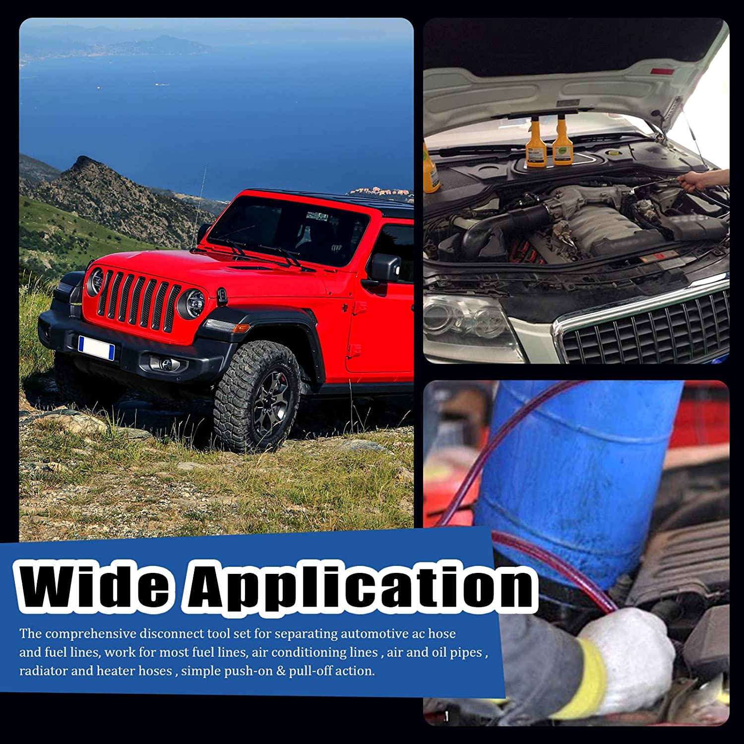 Glarks 16Pcs Fuel Line Disconnect Removal Tool Set Compatible with Most Ford/Gm/Chrysler/Mazda Includes 1/4 5/16 3/8 1/2 5/8 3/4 7/8 Inch Master Quick Disconnect Tool image number 4