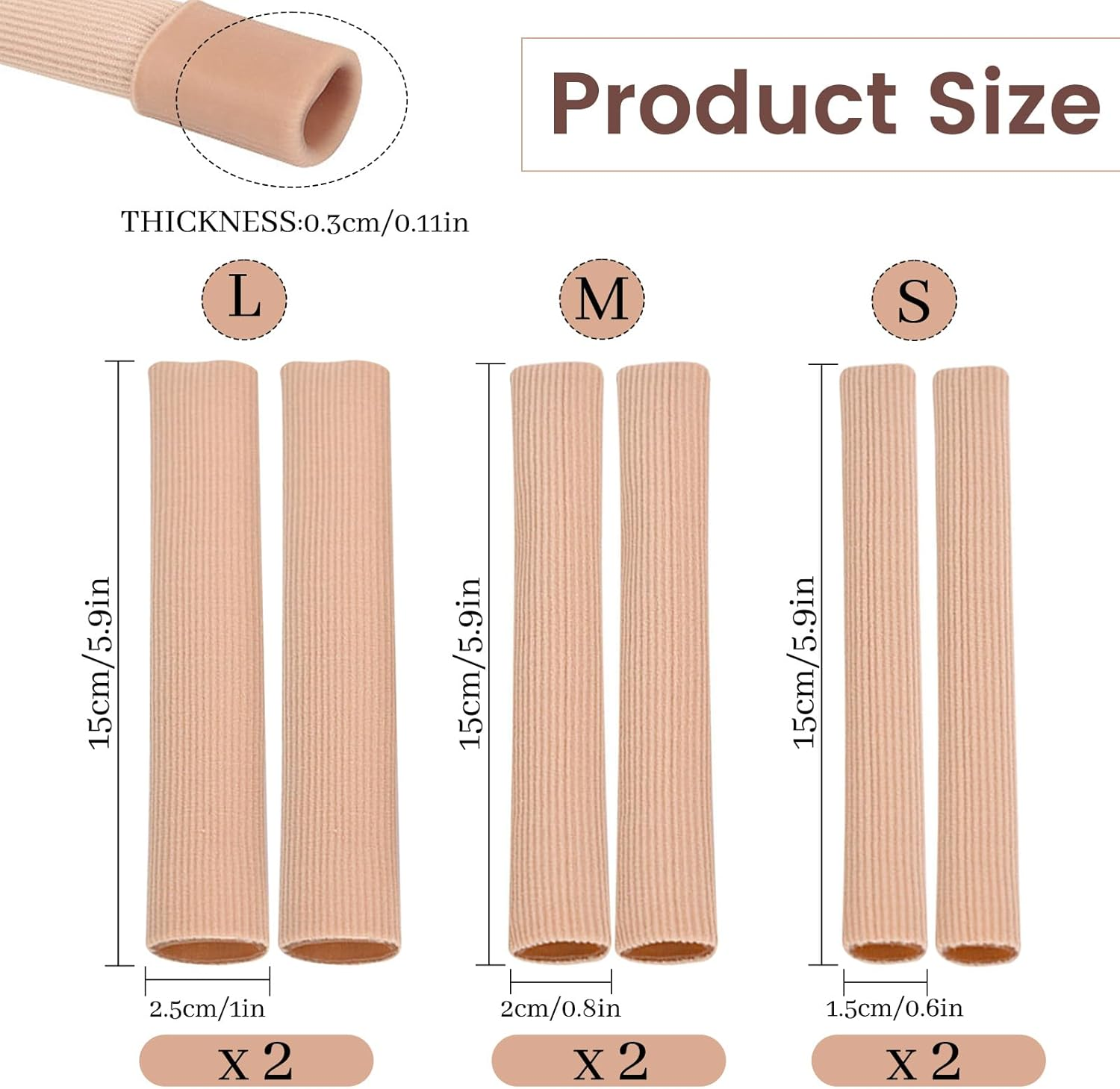 6Pcs Toe Tubes with Gel Cushion, Silicone Toe Sleeves Toe Caps and Toe Protectors for Men Woman, Toe Covers Toe Guard for Feet (6) image number 3