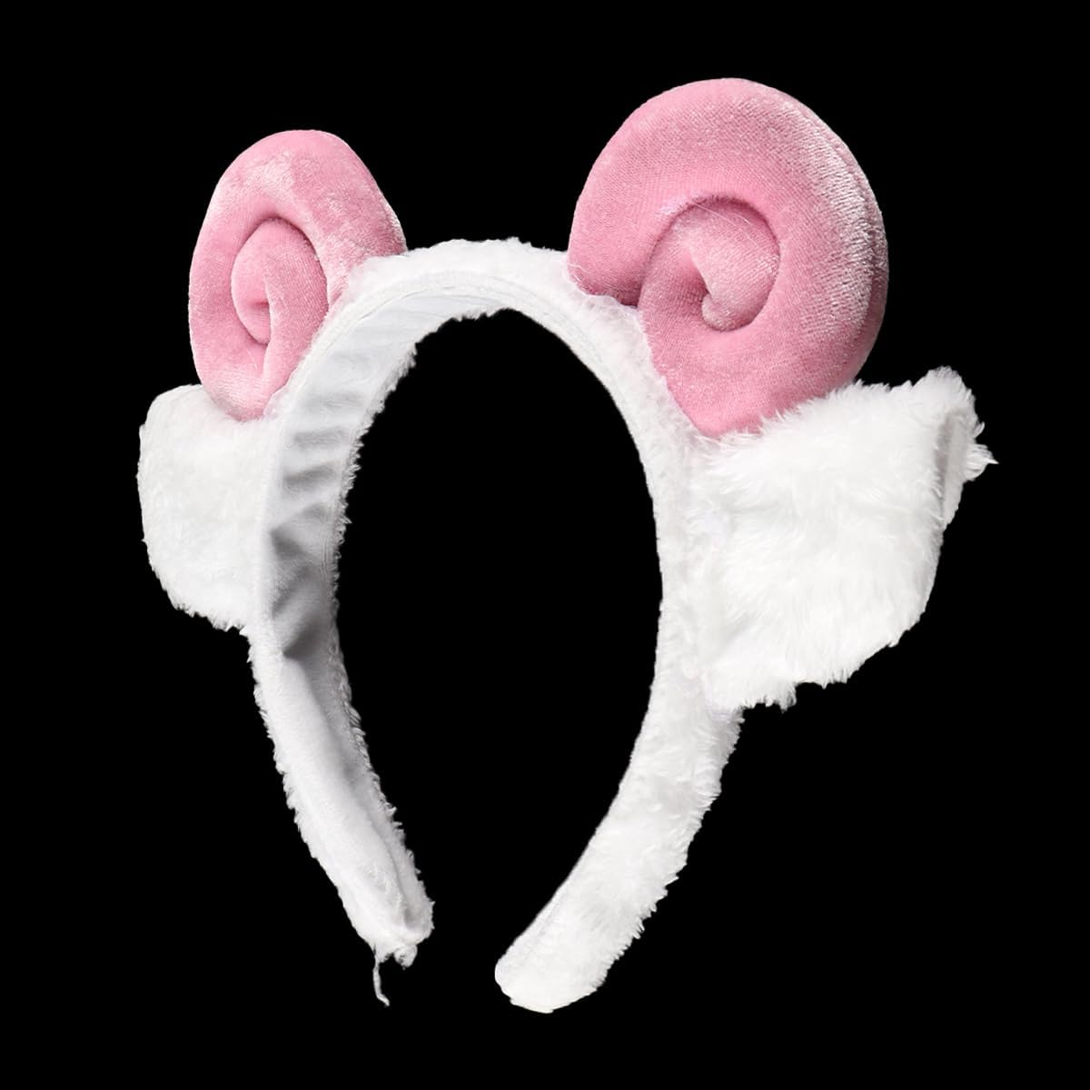 Gorise 2 Pcs Sheep Headband Goat Horn Headband Plush Animal Ears Hair Band Cartoon Animal Headwear for Adults image number 6