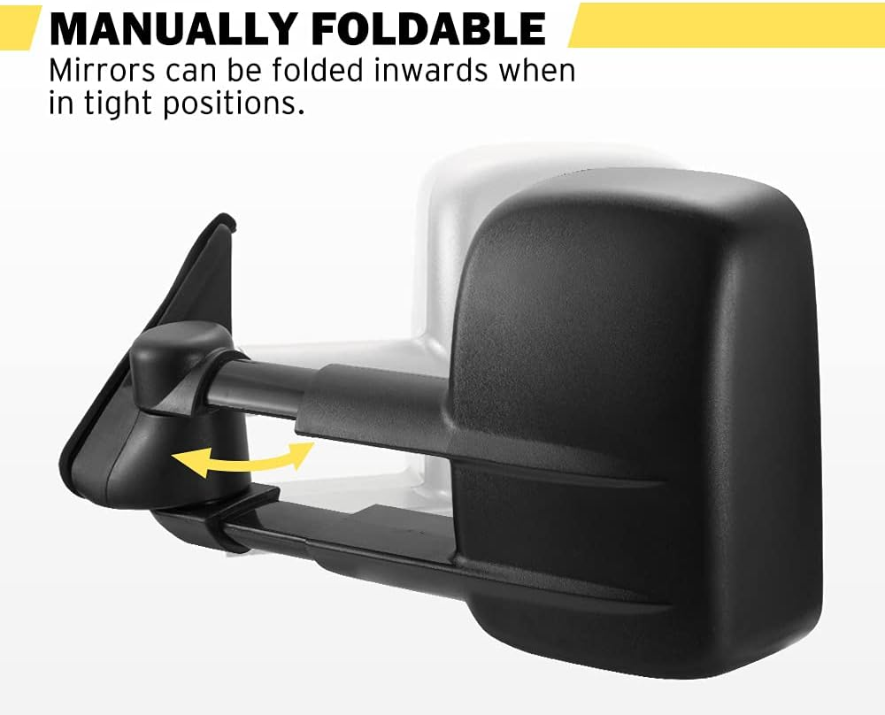 SAN HIMA Pair Towing Mirrors Fits Patrol GU Y61 1997-2016 - Extendable Manually Foldable 20CM Split View Durable & Stylish Tow Mirrors, Black image number 2