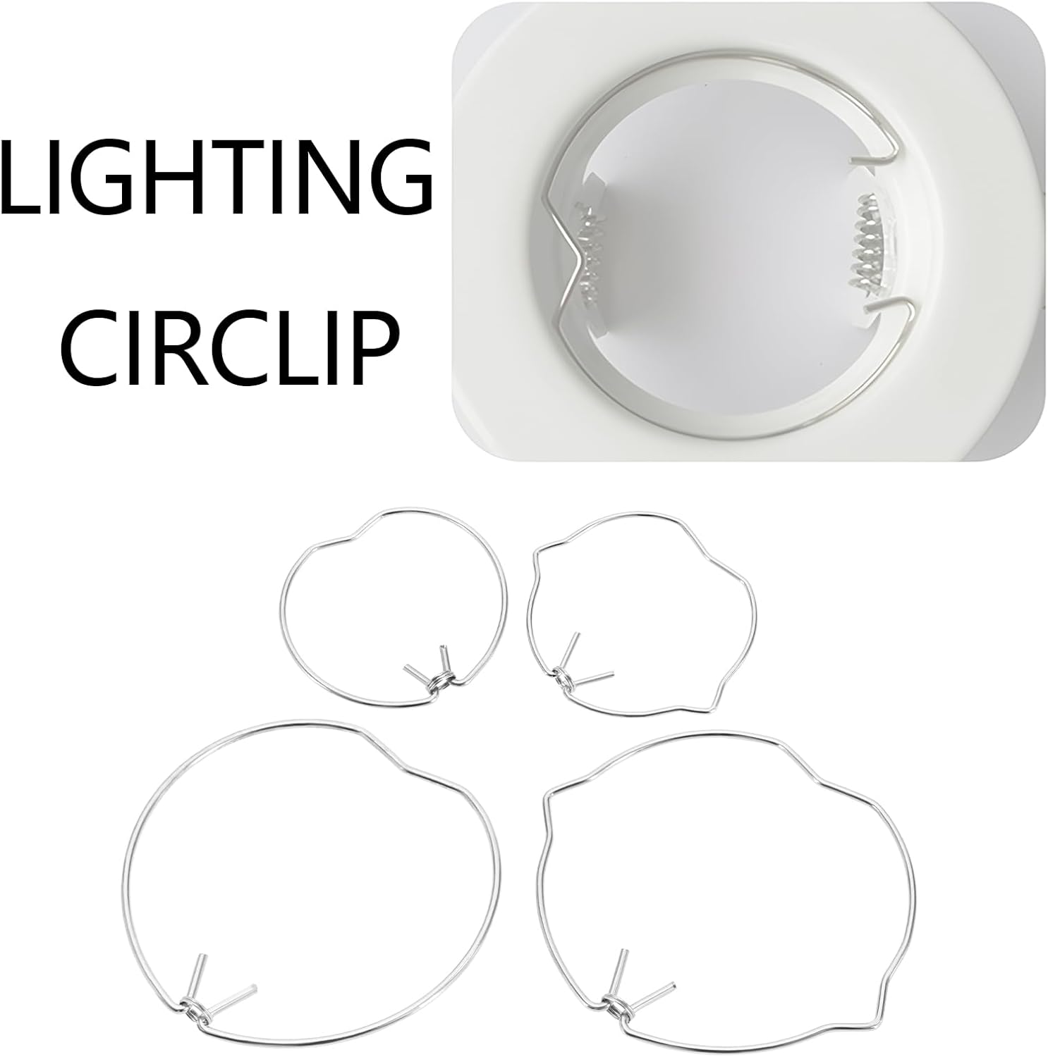 Create Idea 30PCS Retaining Spring Rings Clasp for MR16 MR11 Diameter 35Mm and 50Mm LED Halogen Bulb Holders 2 Shapes 2 Sizes Bulb Fittings or Most Lamps image number 5