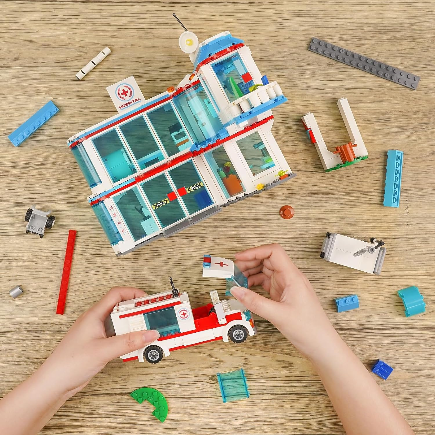 City Hospital STEM 3 In1 Building Sets, Compatible with  Ambulance Tor Truck, Rescue Helicopter, Connect to Other City Sets, 687 PCS Best for 6 7 8 9 10 Boys image number 5