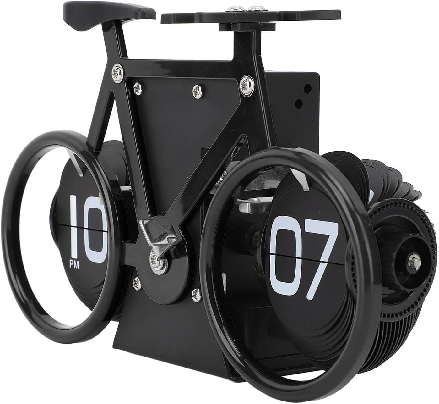 Classic Flip Desk Clock, Vintage Digital Flip down Clock with Timer Reminder, Battery Powered Mechanical Table Clock for Office or Home (Black) image number 3