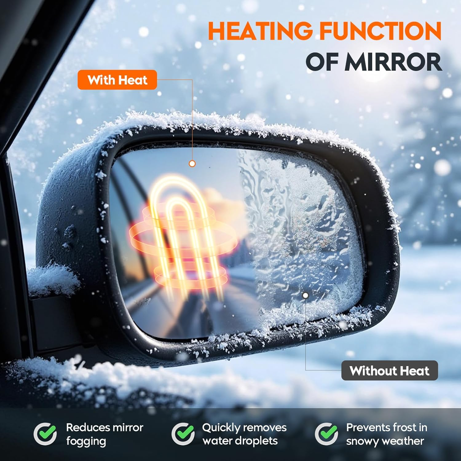 Youxmoto Mirror Glass Left Driver Side Fit for Jeep Grand Cherokee 2011 2012 2013 2014 2015 2016 2017 2018 Heated Side Mirror, W/Backing Holder, Fit 68092051AB image number 4