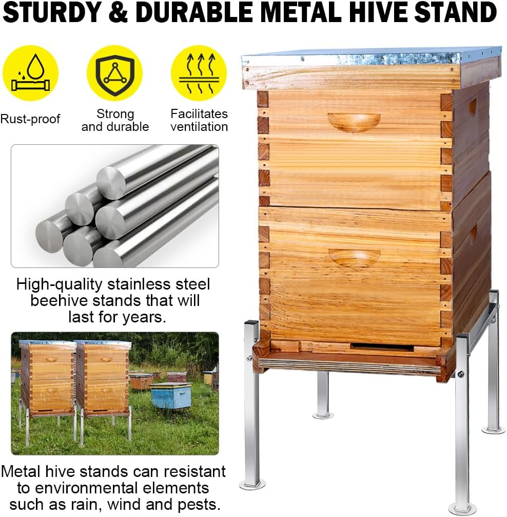 Honey Lake Metal Bee Hive Stand for 8/10 Frame Beehive Box, Easy to Assemble Sturdy Beehive Stand for Beekeeping, Bee Hives Frame Stands with round Base - Beekeeping Supplies & Tools image number 6