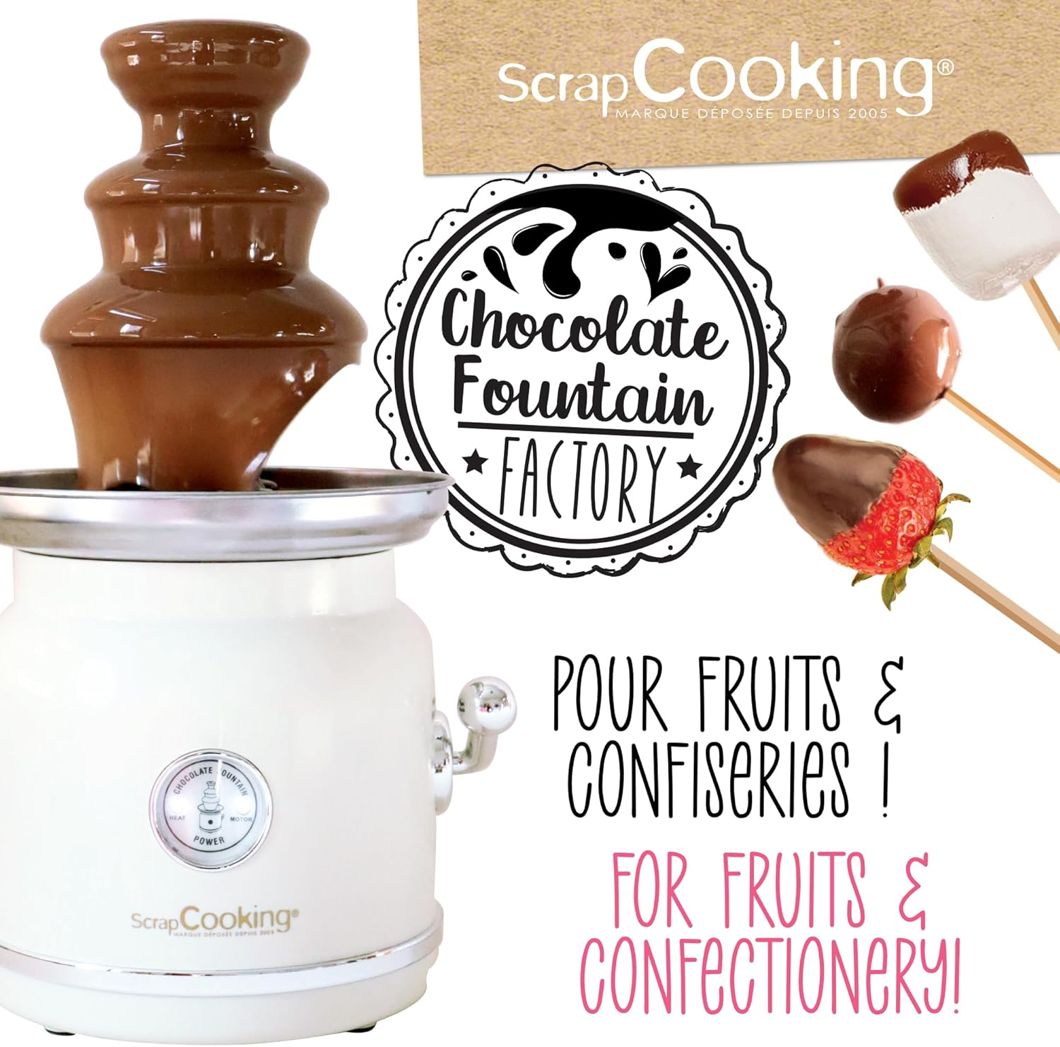 Scrapcooking - 3897 Chocolate Fountain - Stainless Steel 3 Tier Tower & Keep Warm - Vintage Design - Electric Chocolate Fondue Machine - Gift Idea for Pastry Kitchen - 3897 image number 1