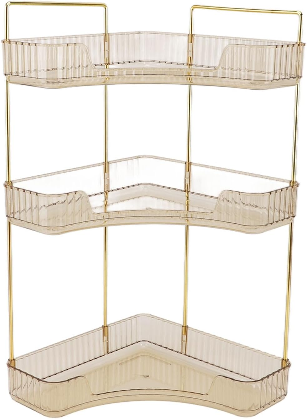 Cryfokt 3 Tier Makeup Shelf Organizer Beautiful Color Coordination Cosmetics Storage Box for Luxury Home Kitchen Bathroom (Amber) image number 2