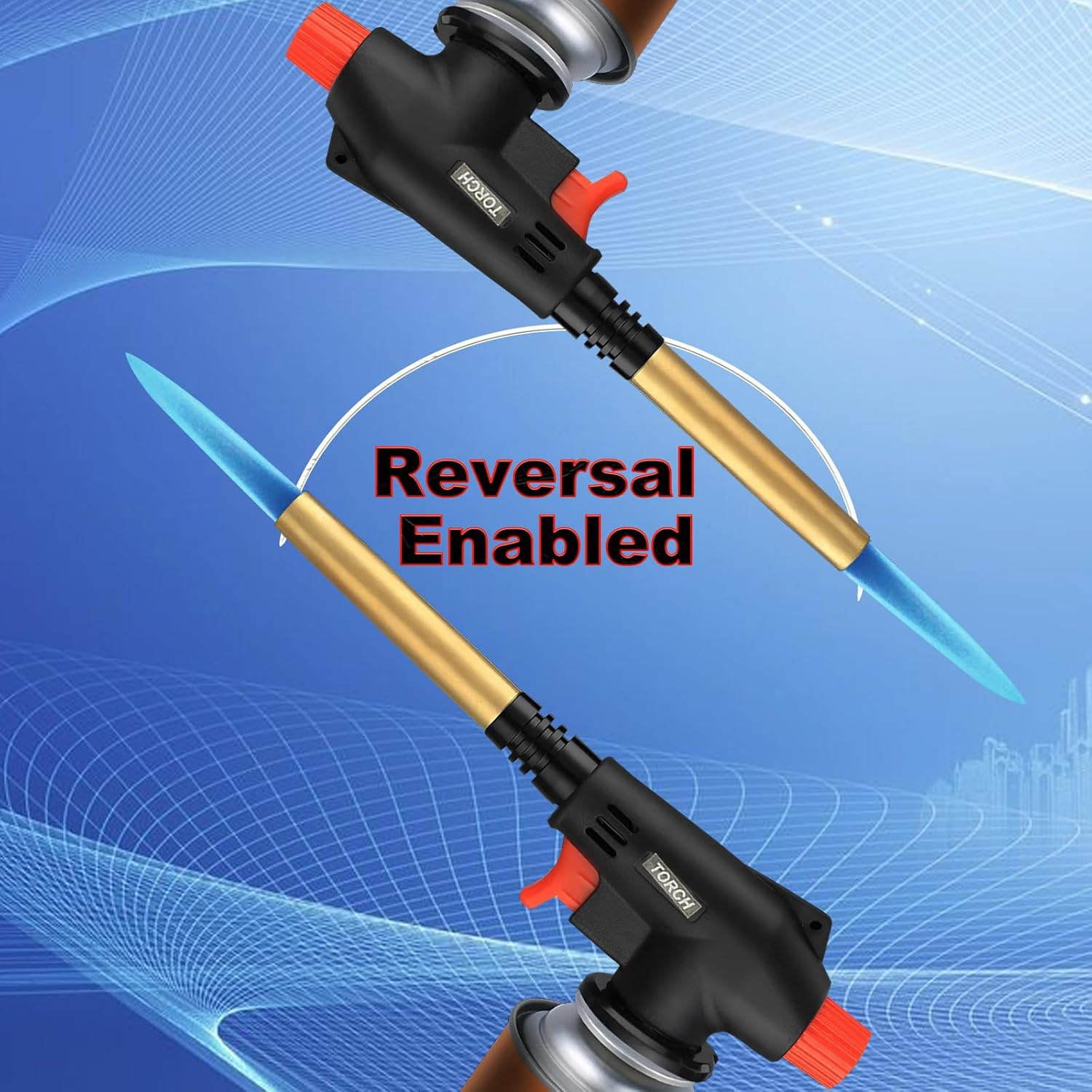 Butane Torch Kitchen Blow Lighter, Culinary Torches Head Professional Gas Burner, Adjustable Flame 360&deg; Reverse Use Kitchen Blow Lighter for Creme Brulee Cooking Baking, BBQ (Butane Gas Not Included) image number 4