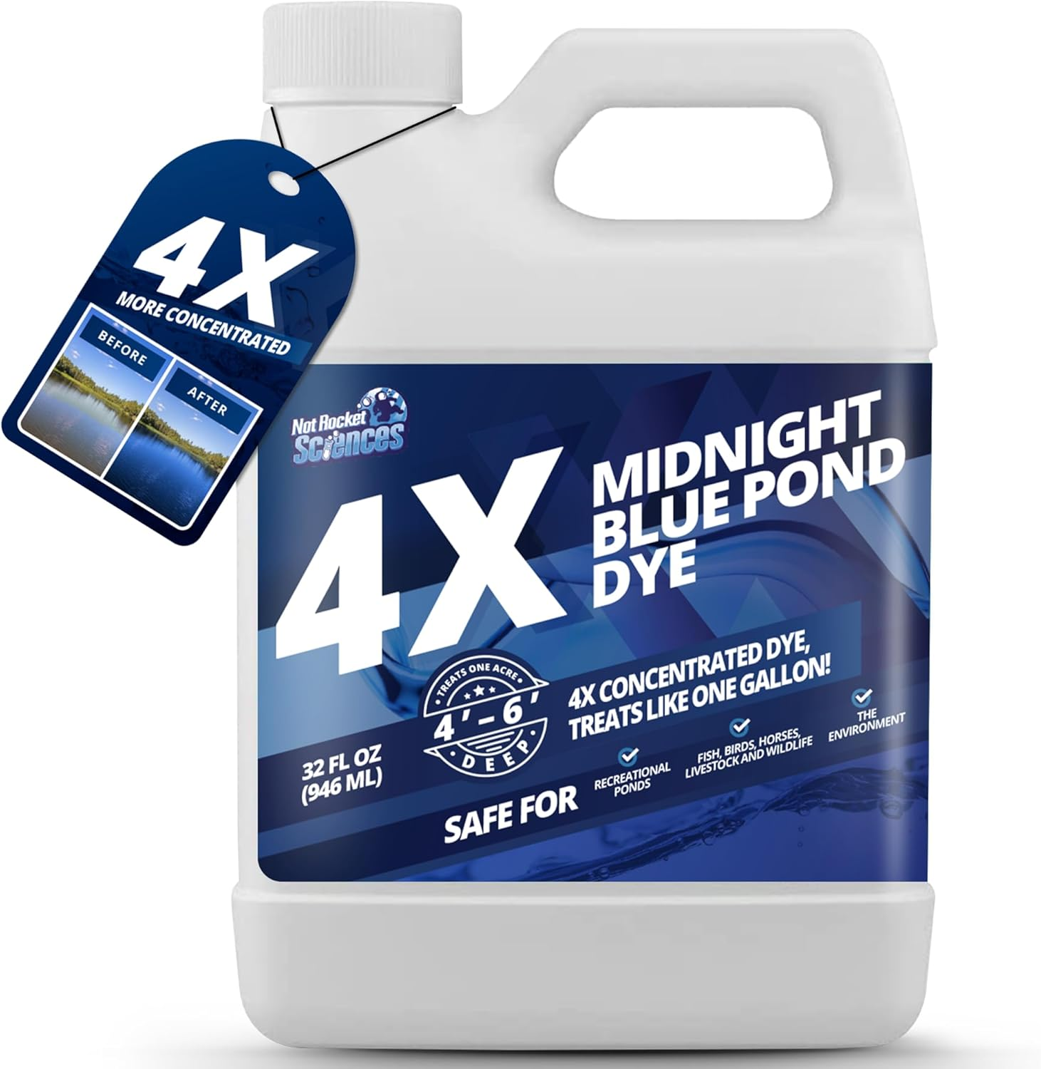 Midnight Blue Pond Dye 4X Concentrate, Dark Natural Looking Blue Pond Dye for Beautiful, Deep Blue Pond, Super Concentrate Pond Dye Blue, Protects against Sunlight, Safe for Fish & Wildlife, 1 Gallon image number 5
