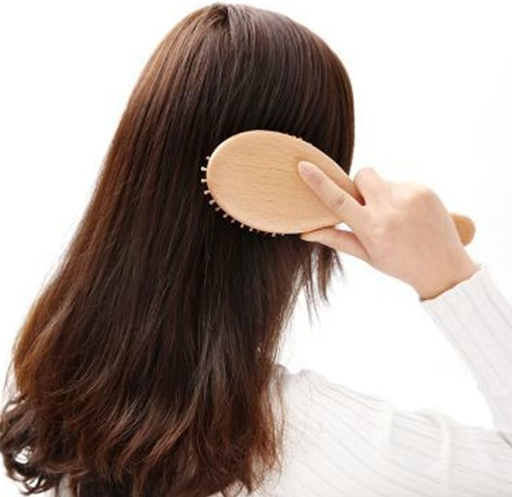 Hair Brush, Natural Wooden Bamboo Air Cushion Comb, Sensitive Scalp Anti-Static Detangling Tools for Scalp Massage, Smooth Glide & Pain-Free Styling Curly,Straight,Thick Hai(Oval) image number 3