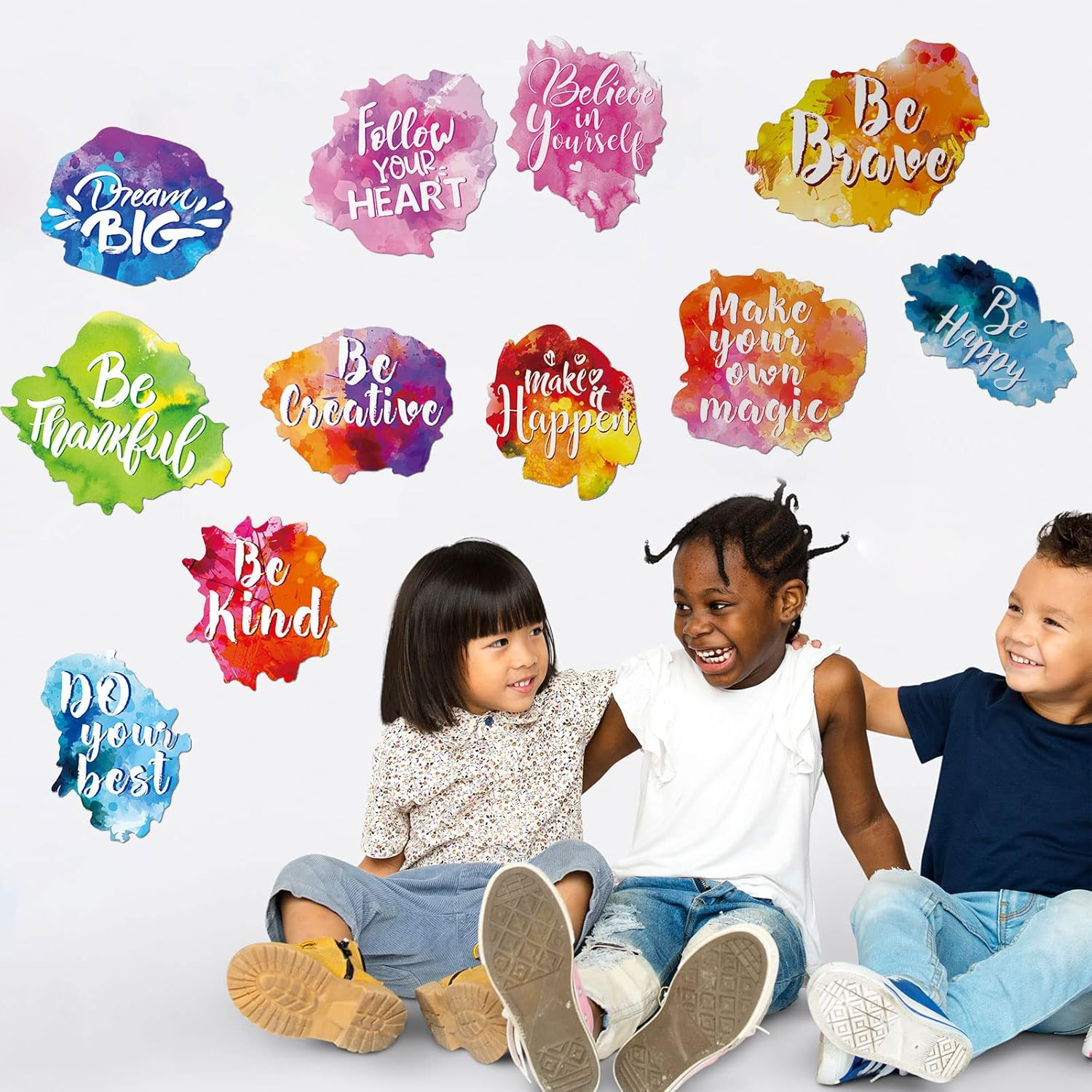 Zonon 6 Pieces Back to School Inspirational Classroom Wall Decal Watercolor Motivational Quote Sticker Colorful Inspirational Sticker for Classroom Home Wall Bedroom Bathroom Kitchen Playroom Decor image number 1