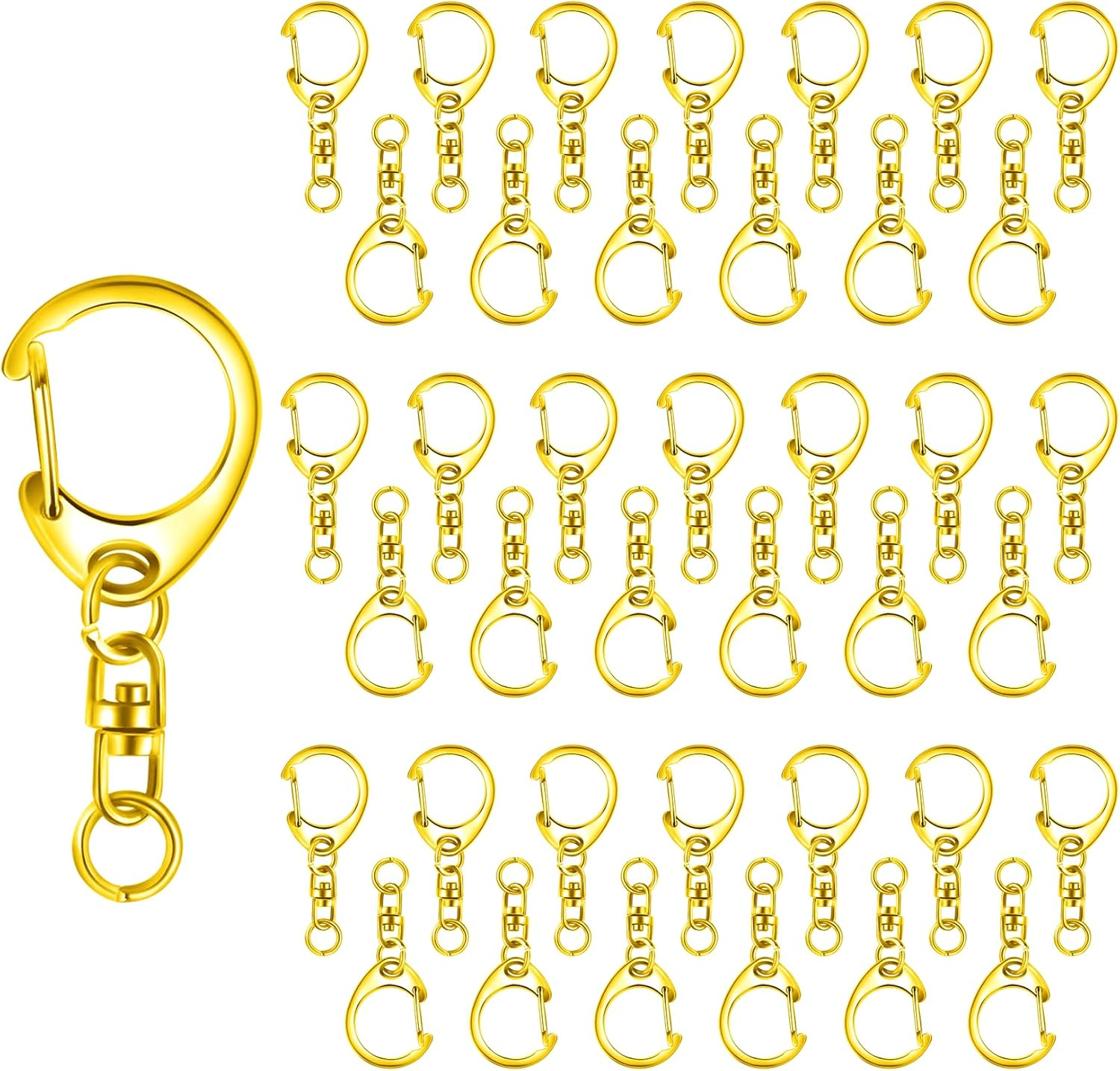 Roctee 50 Pcs Lobster Clasp Key, Keychain Clip, Swivel Clasps Lanyard Snap Hook, DIY Crafts Key Chain, Lobster Claw Clasp (Silver)