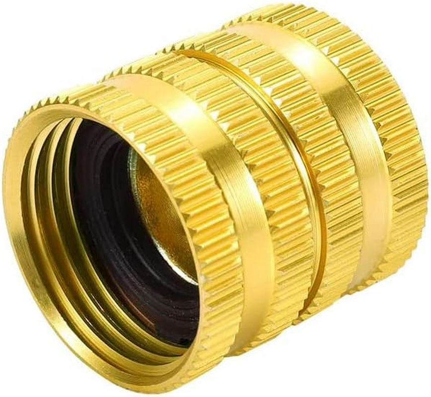 Hooshing 3/4" Female to Female Garden Hose Connector Solid Brass Double Female Swivel Hose Connector Adapter, 2 Pack image number 3