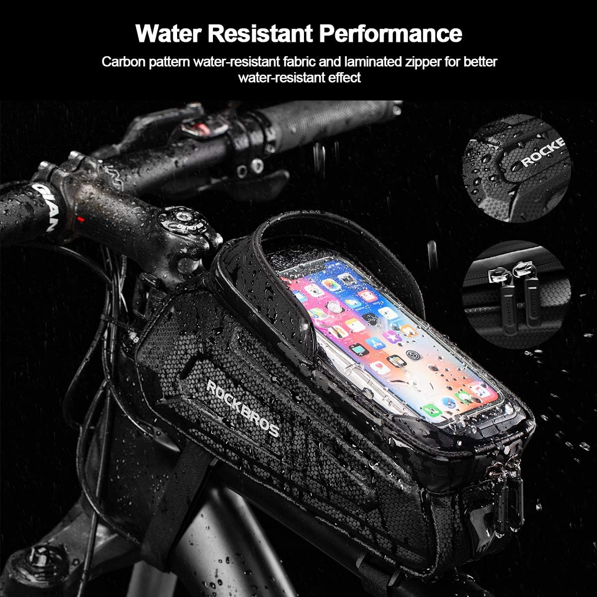 ROCKBROS Bike Phone Bag Bicycle Front Frame Bag Waterproof Top Tube Handlebar Bag Bike Phone Mount Bag EVA Cycling Accessories Pouch for Iphone 13 12 11 below 6.8&rdquo; image number 2