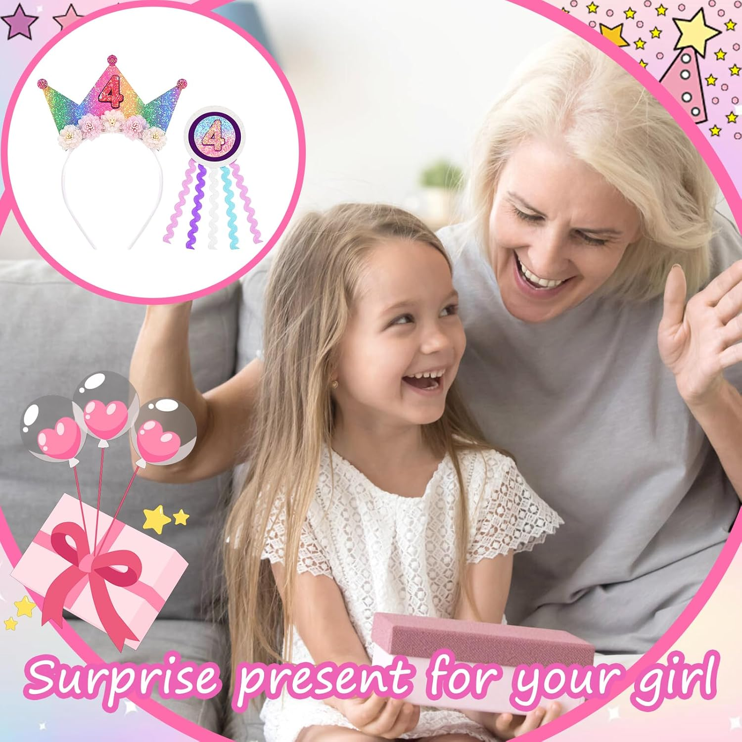 Vovii - Birthday Headband（Ba0216 - Rainbow(5Th) image number 4