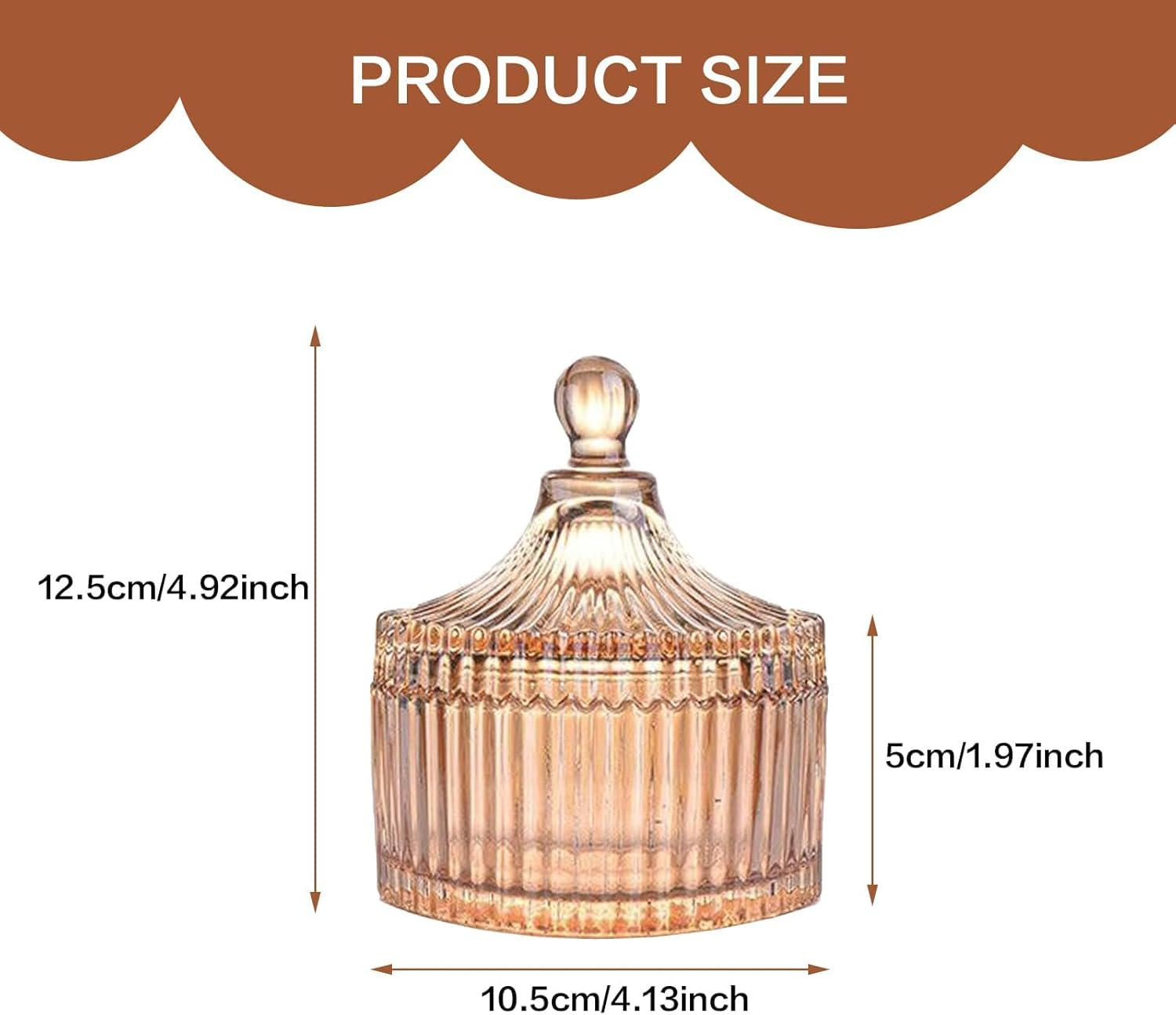 Kuskins Body Powder Puff and Container Set,Large Powder Puff Crystal Container Wet Dry Makeup Dusting Powder Puffs for Women Face & Body Washable, Reusable（Amber）