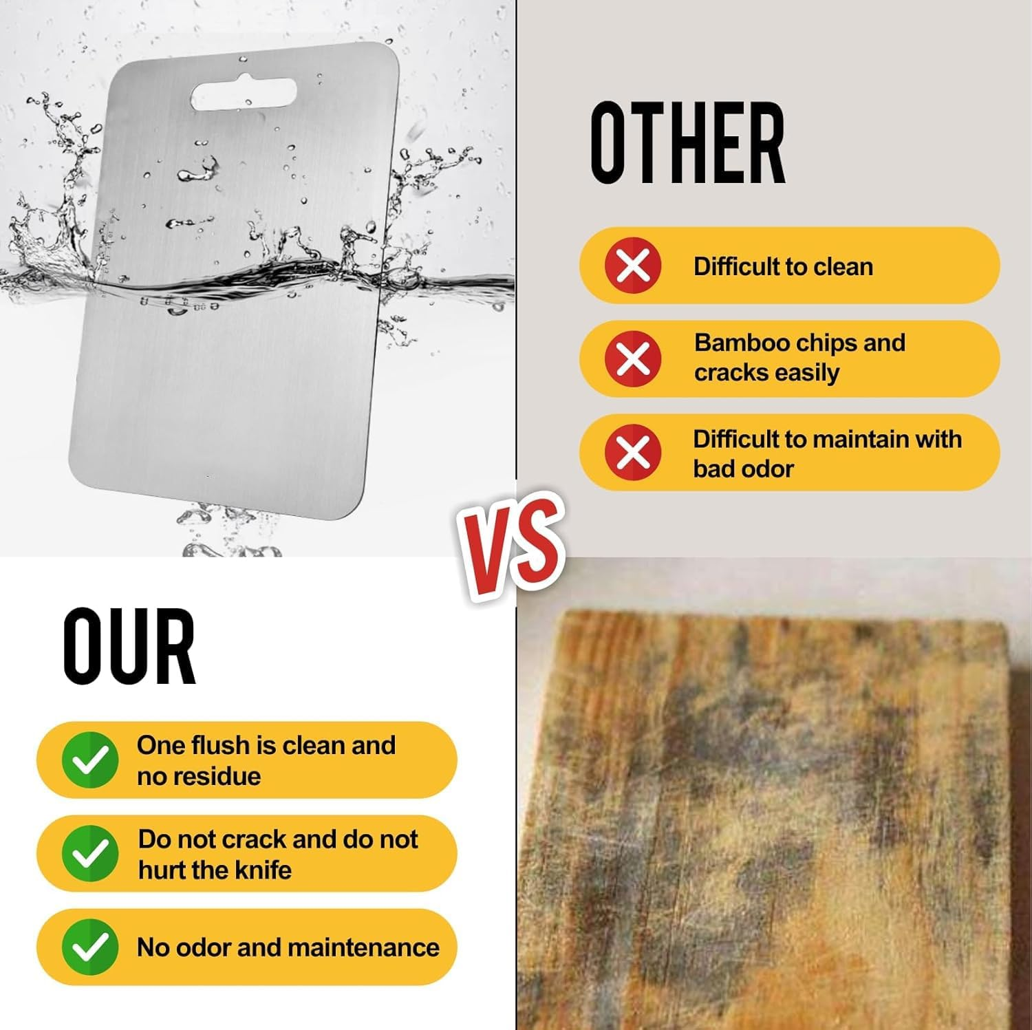 3Pcs Stainless Steel Cutting Boards for Kitchen, Stainless Steel Chopping Board, Durability, Dishwasher Safeperfect for Various Cooking Tasks (3Pcs in 1) image number 6