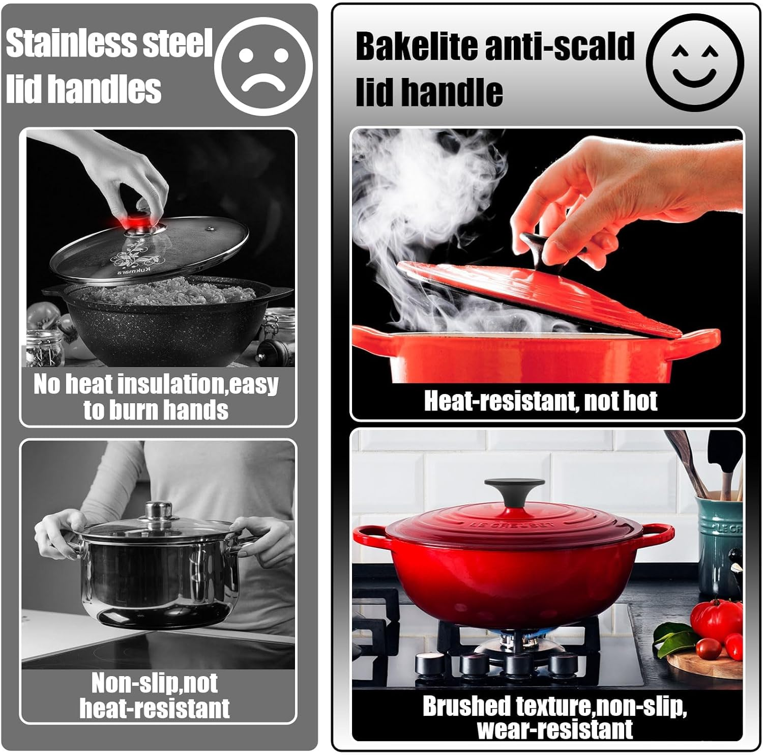 Universal Pot Lid Knobs, 6 Pcs Pot Lid Replacement Knob, Pot Lid Knobs for Frying Pan, Slow Cookers, Skillets and Non-Stick (Black)