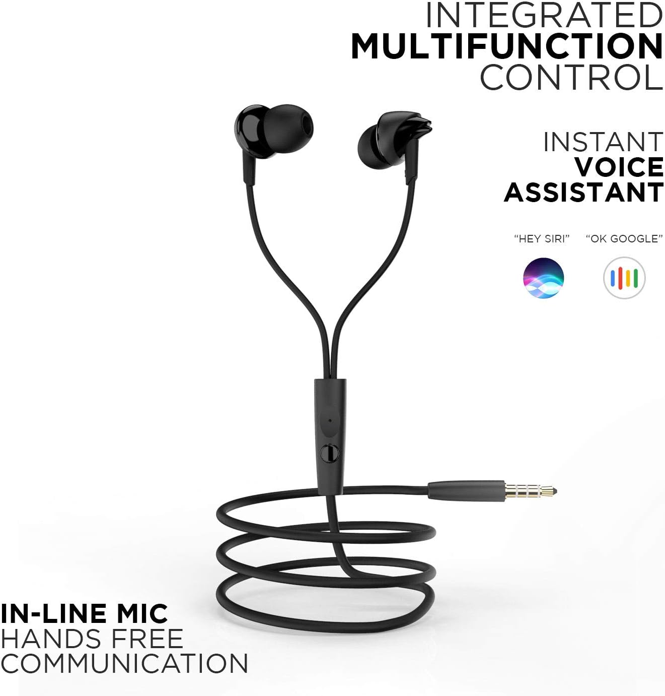 Boat Bassheads 100 In-Ear Headphones with Mic (Black) image number 1