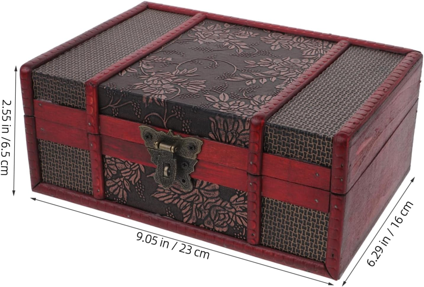 Wood Bible Box Lock Small Antique Wooden Book Storage Case Vintage Keepsake Jewelry Organizer Decorative Bible Storage Container for Desktop image number 2