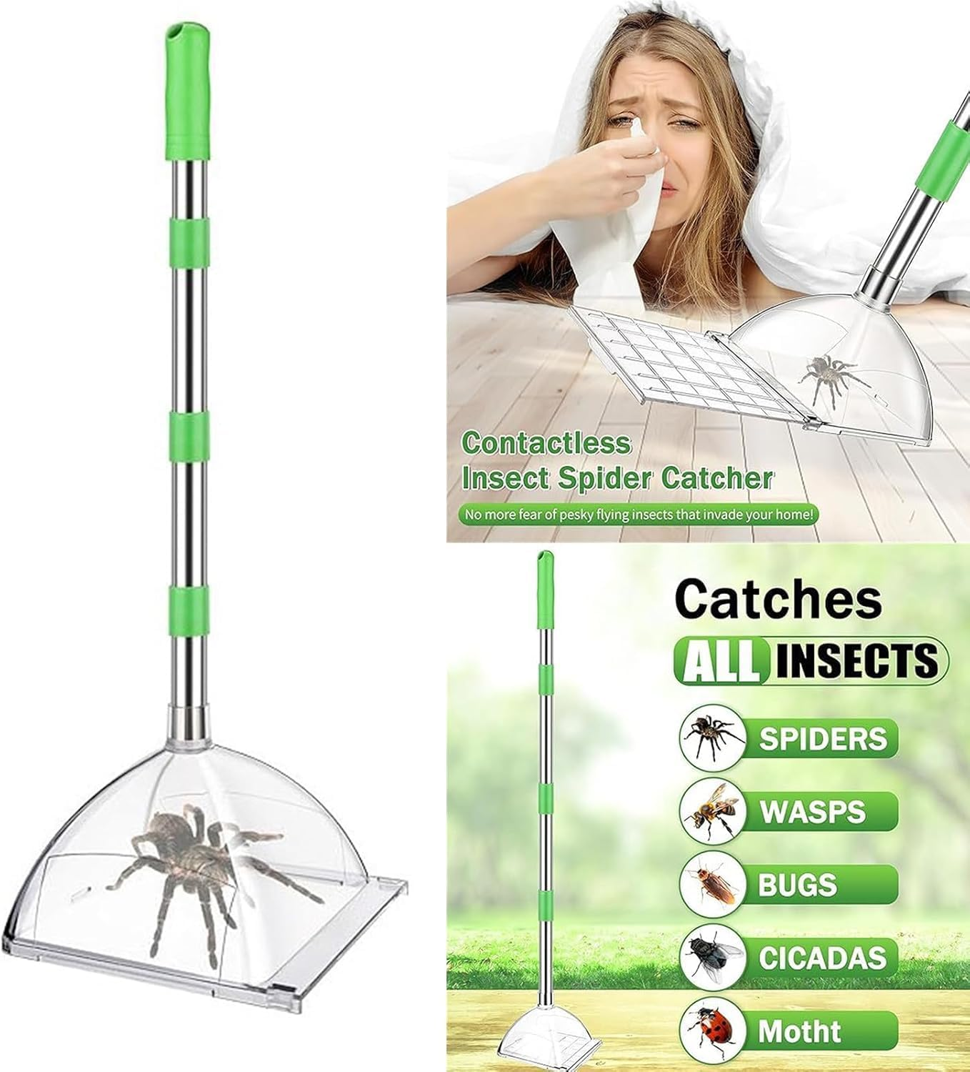 Spider Grabber 32 Inches Long Handle Adjustable Insect Catcher, No Touch Bug Grabber Tool for Roaches Spiders Scorpions, Practical Indoor Outdoor Home Kitchen Garden Use (1) image number 5