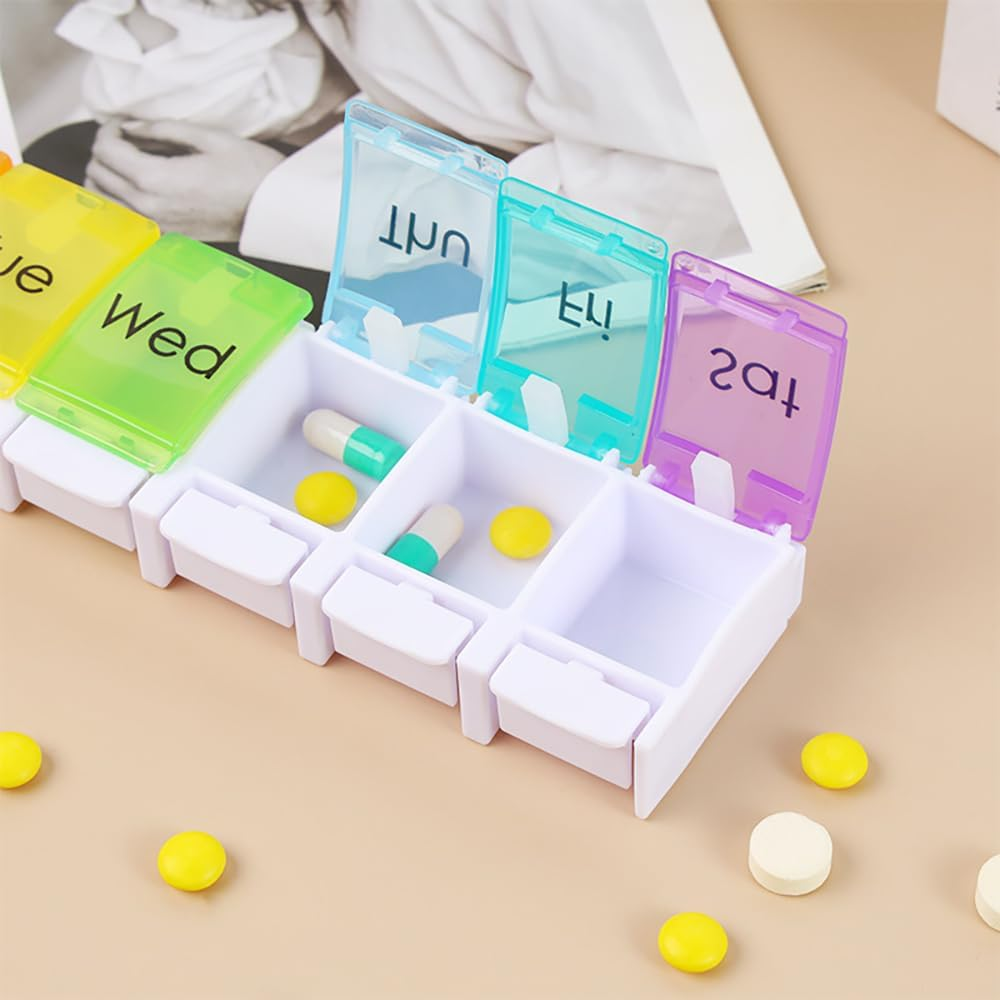 A Week 7 Day Pill Box, Weekly Pill Organizer,Weekly Medicine Box, Medicine Planner, Vitamin Storage Box, Stand Large Daily Pill Container image number 2