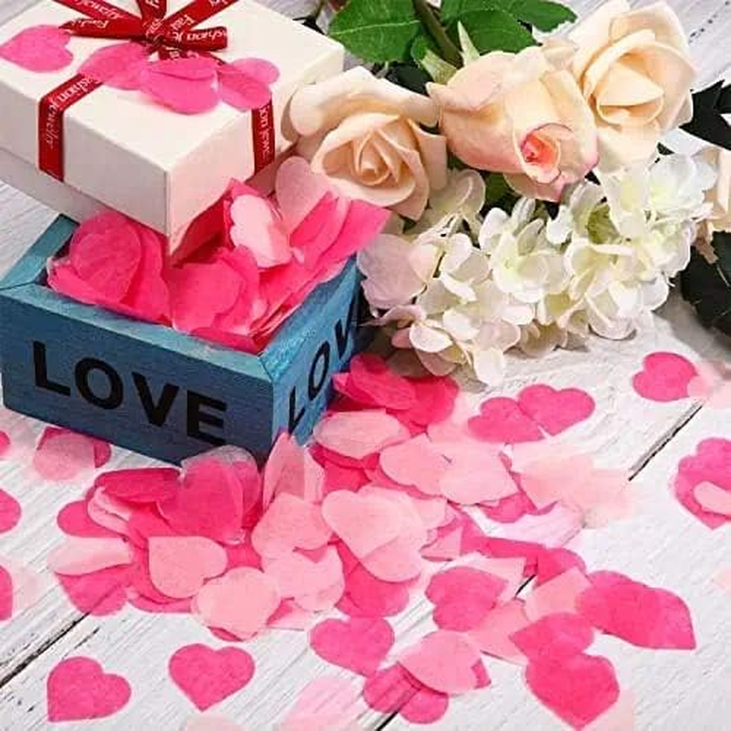 Confetti! Valentine'S Day Heart Shape Tissue Confetti 1000 Pcs / 10-15 Grm Paper Table Confetti for Valentine'S Day, Wedding Party, Baby Shower and Balloon Decorations, 1 Inch (Rose Red, Peach) image number 6