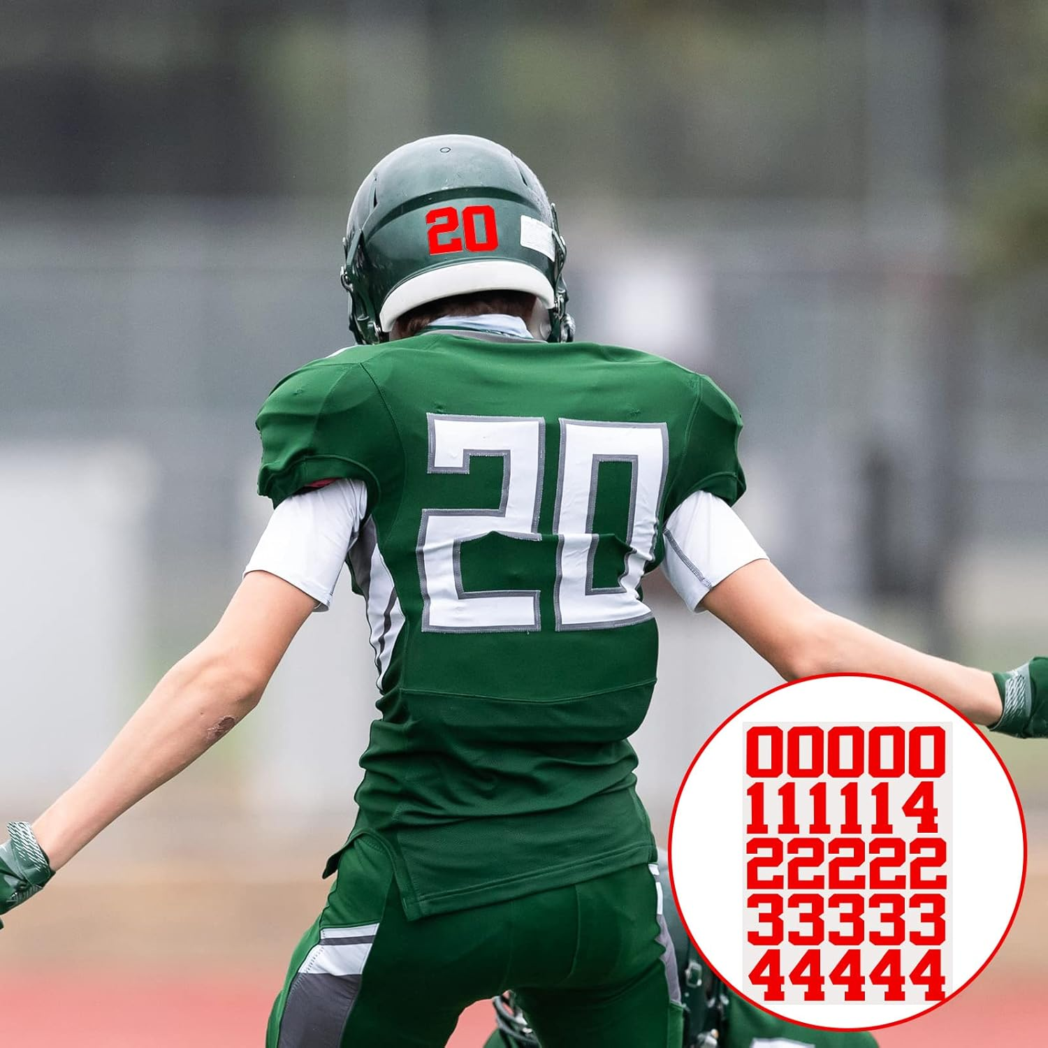 Epakh 102 Pcs Baseball Numbers Sticker 1.25 Inch Vinyl White Sports Helmet Numbers Decals Self Adhesive Stickers for Baseball, Hockey, Football, Lacrosse, Batting (Red) image number 4