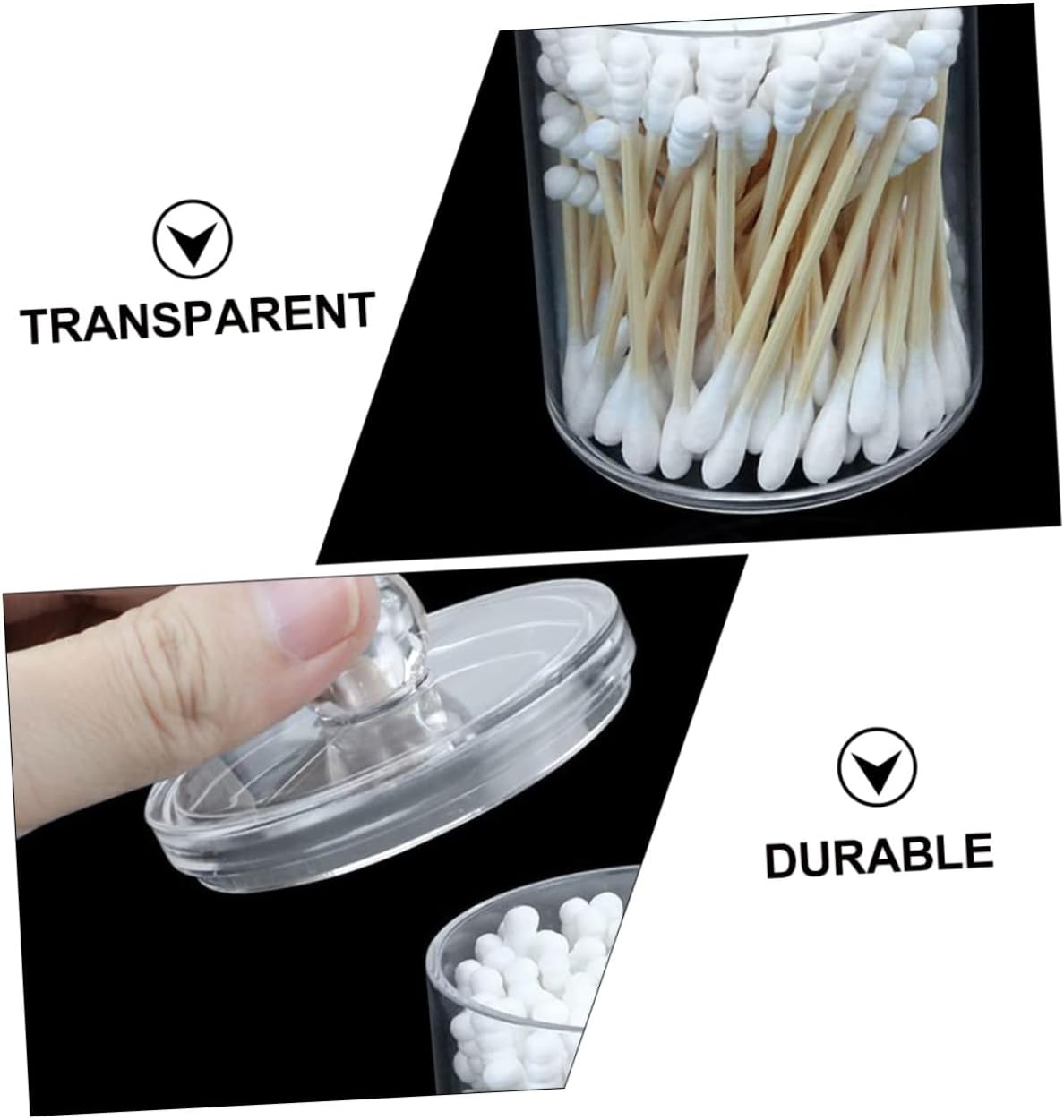 3Pcs Transparent round Cotton Swab Holder Storage Boxes for Bathroom Pads Organizer Container Dustproof Design image number 3