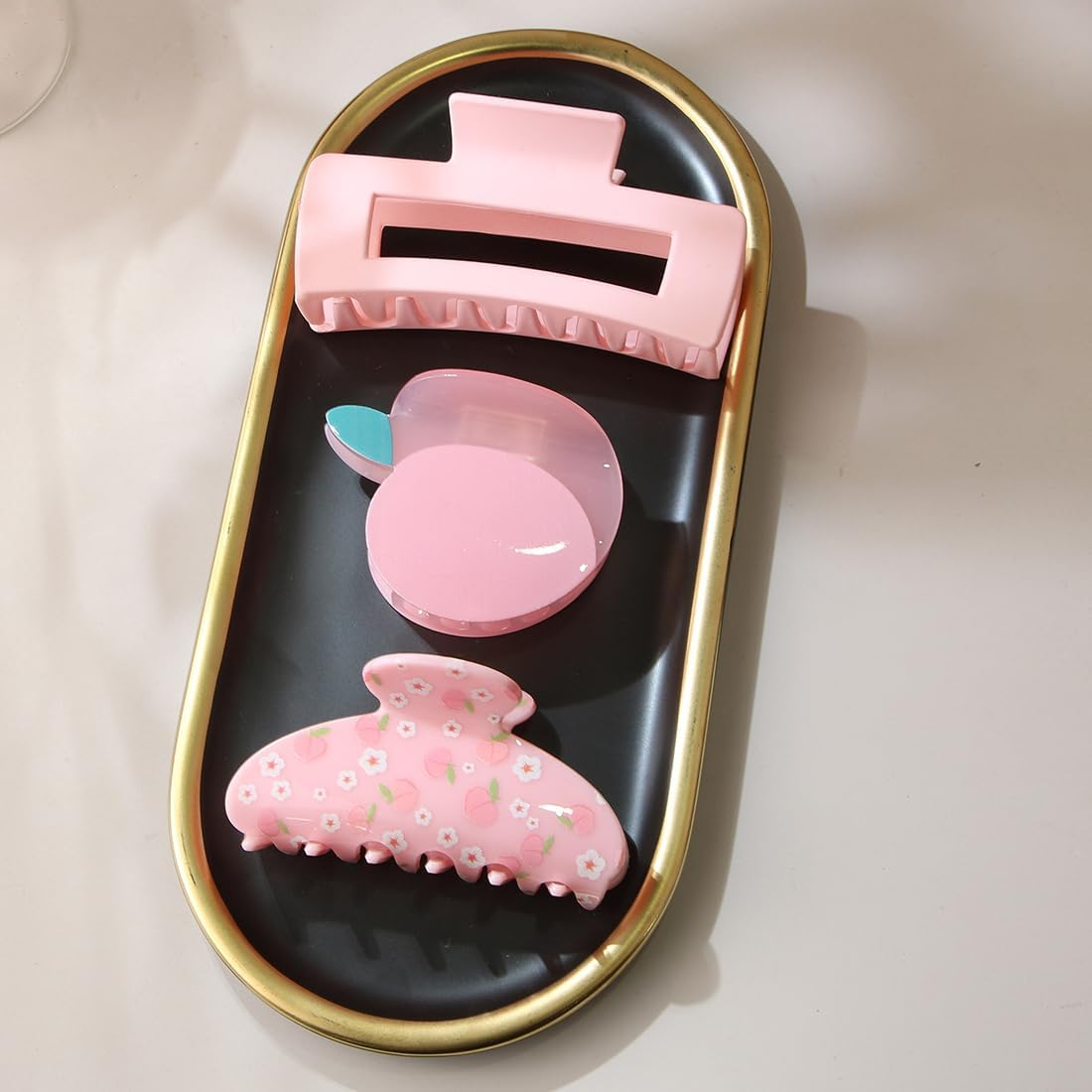 Pack of 3 Large Hair Clips, Hair Clips for Thick Hair, Non-Slip Hair, Jaw Clips, Hair Styling Accessories for Women, Girls, Hair Clips, Women, Girls, Peach Powder image number 1