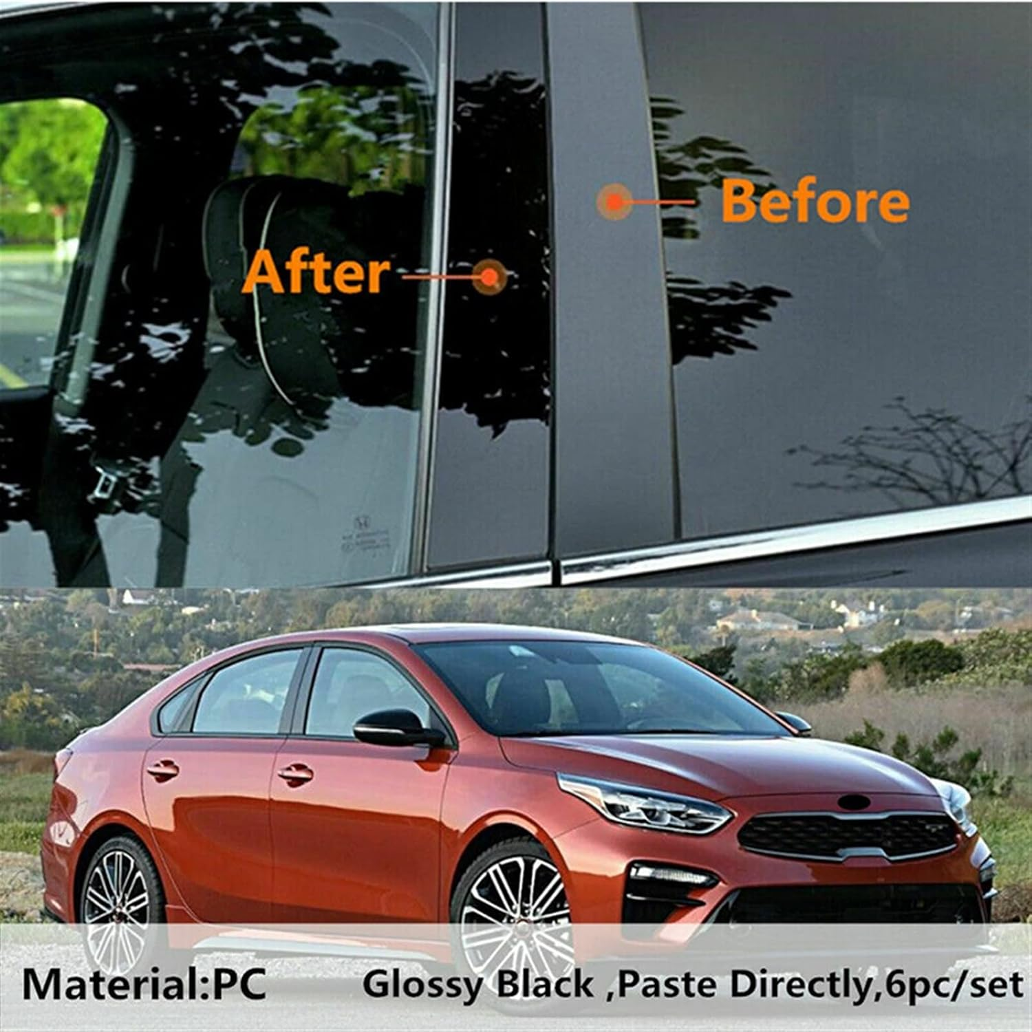 Car Pillar Posts Door Window Trim Cover Decorative for Kia Forte Sedan Hatcback K3 Cerato 2019 2020 2021 2022 2023 Exterior B-Pillar Sticker Cover image number 2