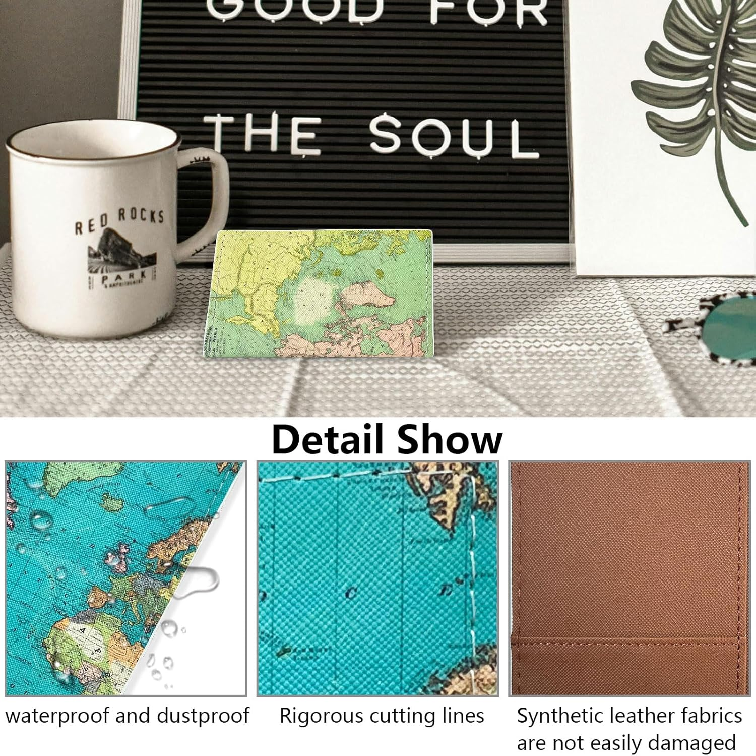 LELE LIFE 2 Pack Passport Holder Women, Passport Cover Case with Boarding Pass Slot and 3 Card Slots, World Map Travel Wallet Passport Book Holder, Style A, Design image number 1