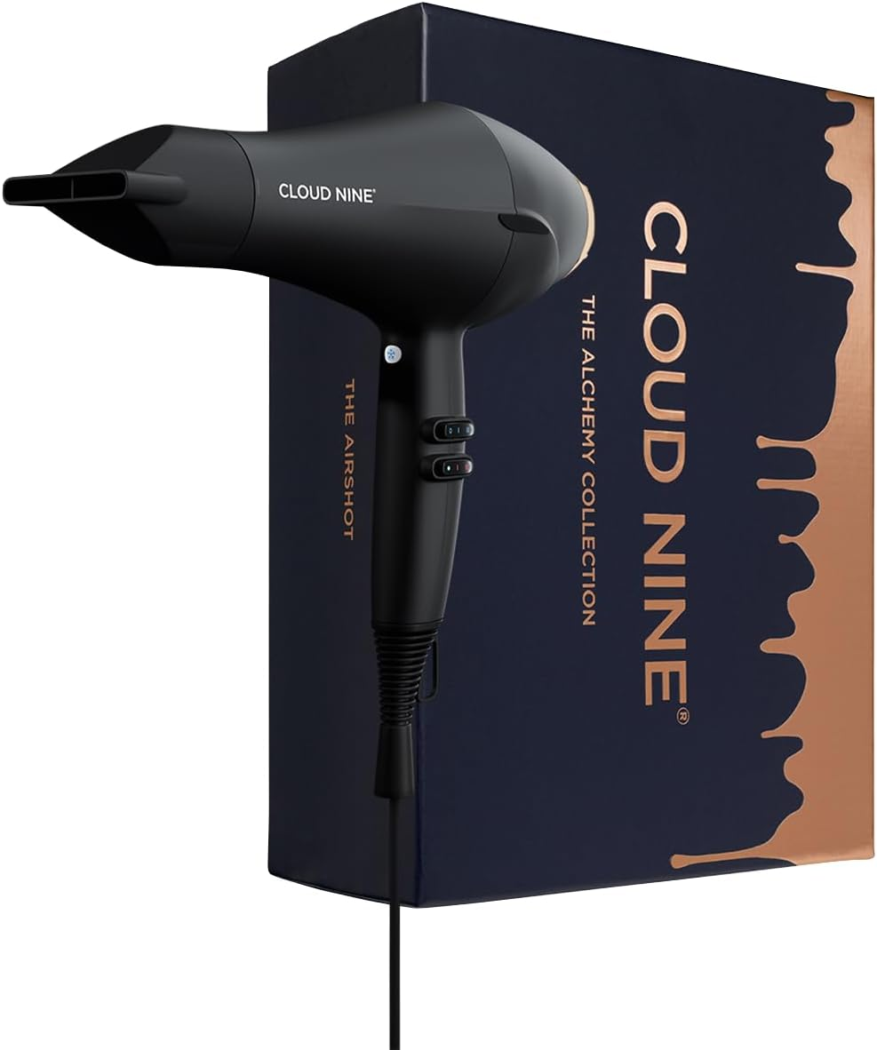 CLOUD NINE the Airshot Alchemy Hair Dryer | Fast Compact All Hair Types | Variable Temperature Control Low Mid High | Two Nozzles Included | anti Static Technology Super Compact Powerful image number 1