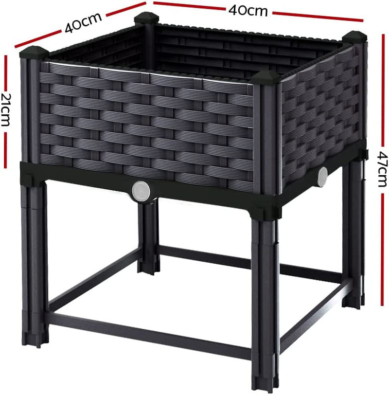 Green Fingers Garden Bed Polypropylene Planter Box, Gardening Supplies Plant Containers Patio, 40 X 40 X 23Cm Elevated Raised Beds Square Brown for Vegetables Flowers Herbs