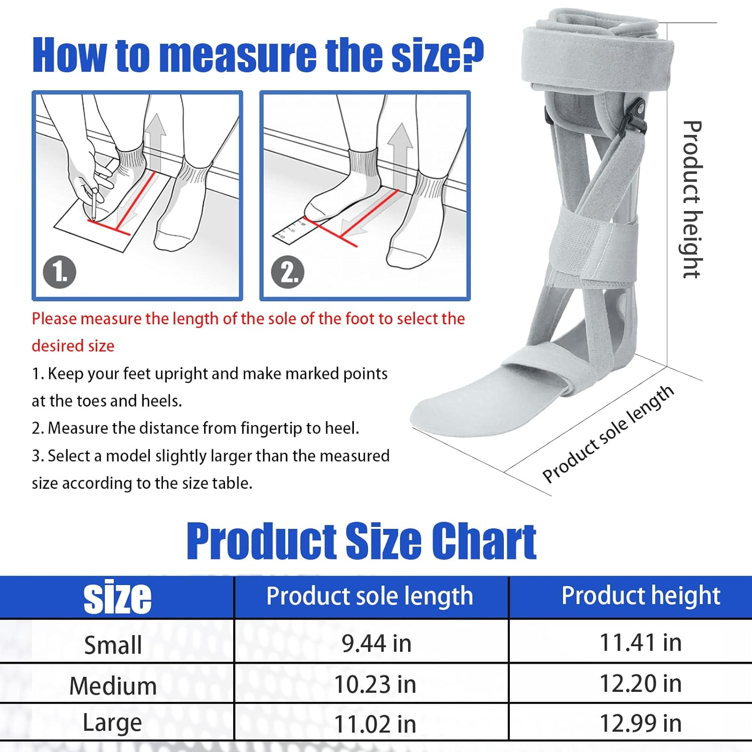 AFO Foot Drop Brace Splint Ankle Foot Orthosis Walking with Shoe or Sleeping for Stroke Hemiplegia (Large-Left) image number 3